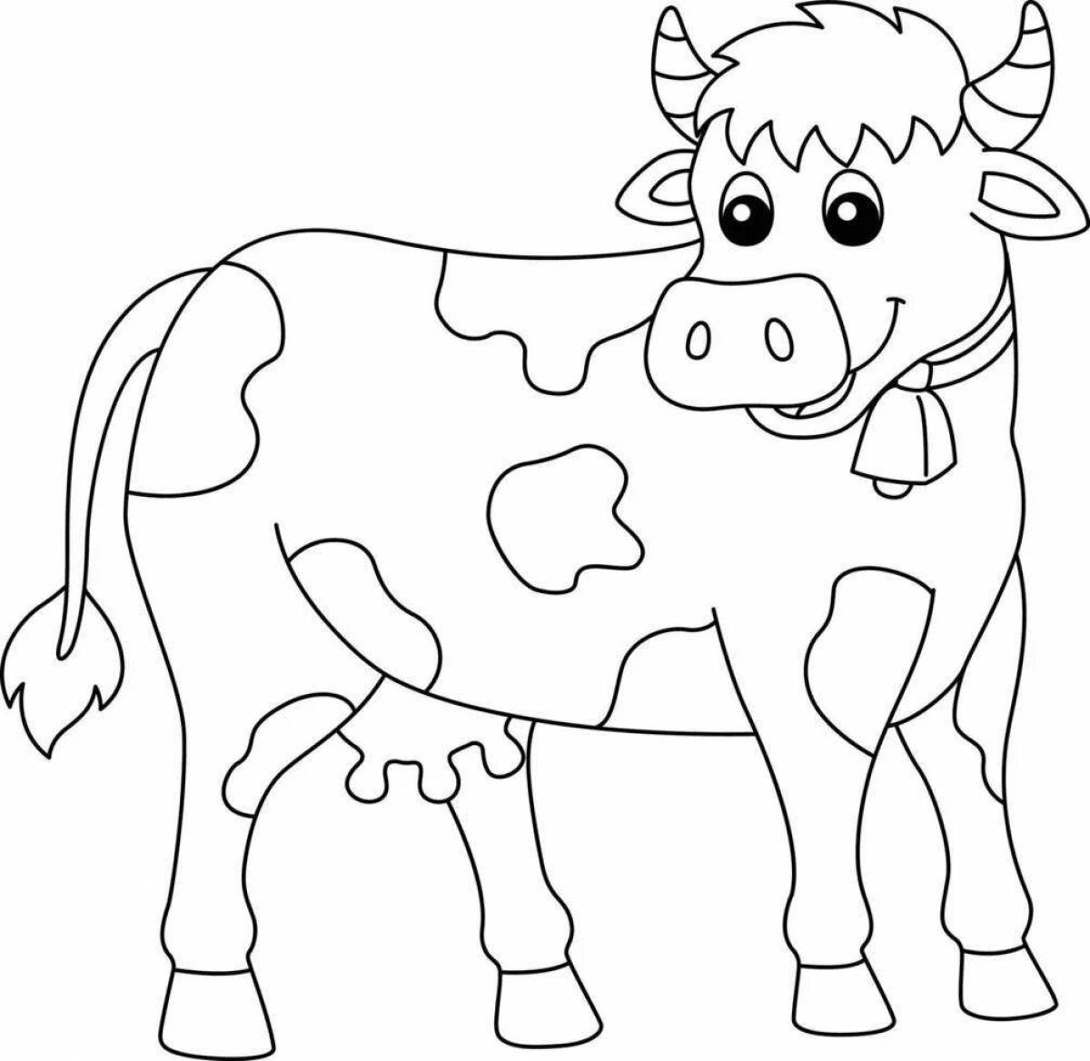 Glowing yellow cow coloring page