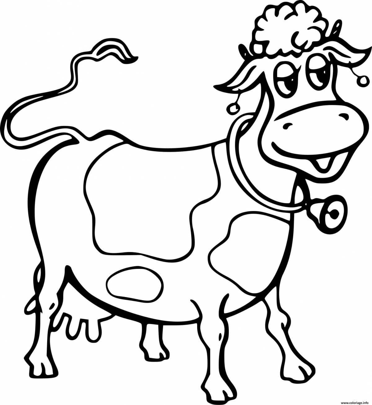 Cute yellow cow coloring book