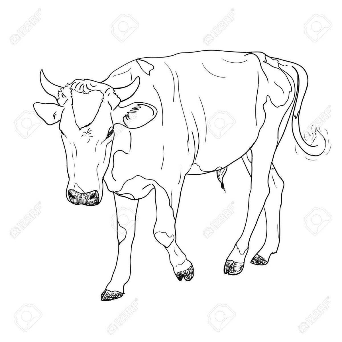 Blessed yellow cow coloring page
