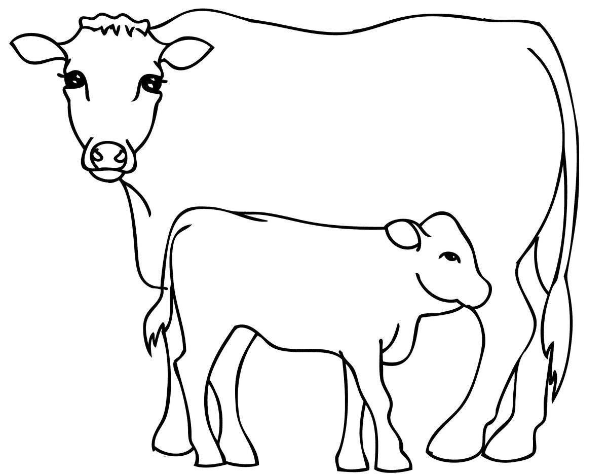 Раскраска безмятежная желтая корова