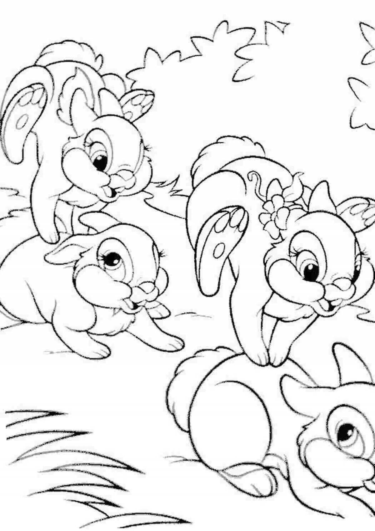 Coloring page funny running hare