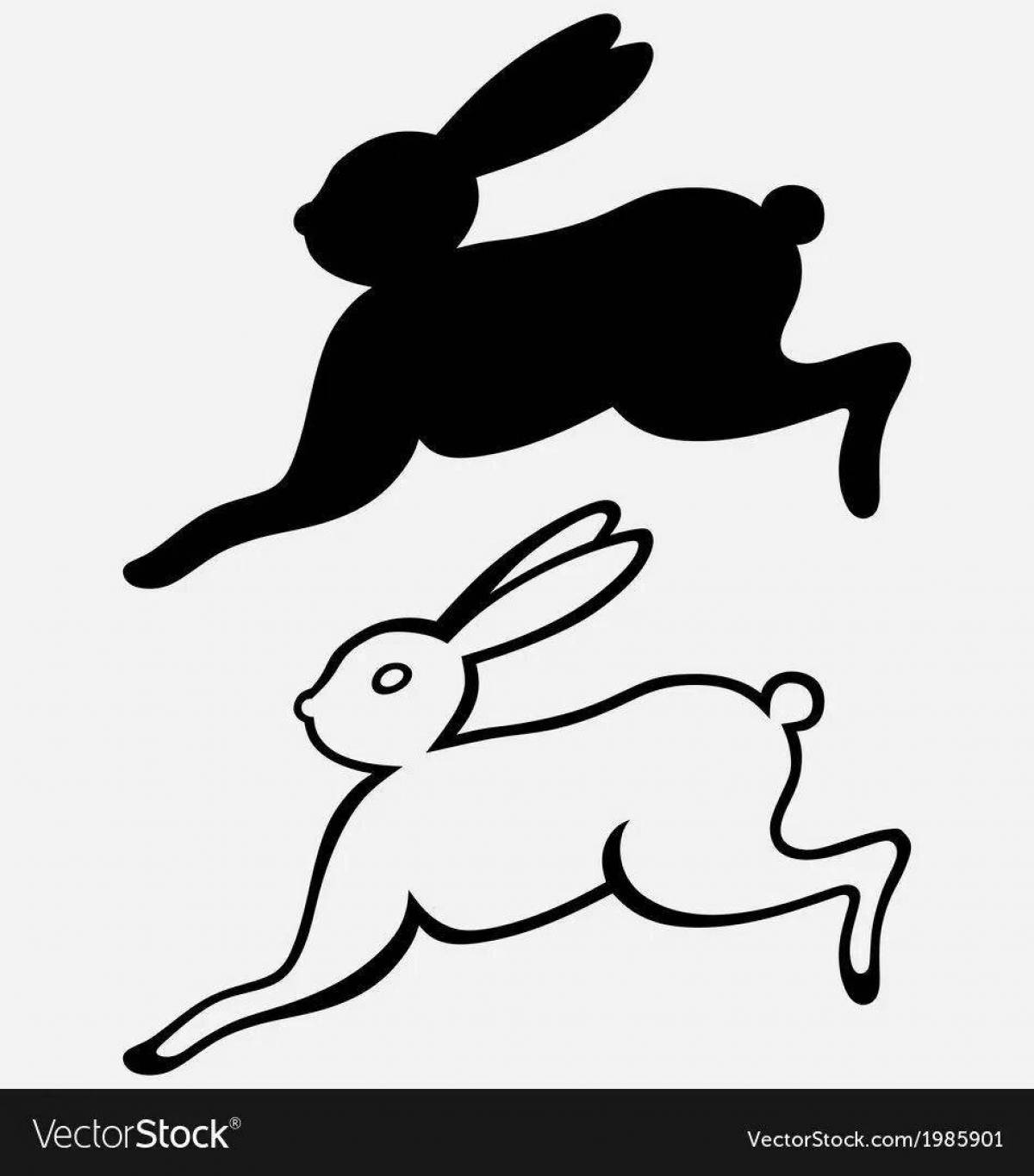 Coloring page energetic running hare