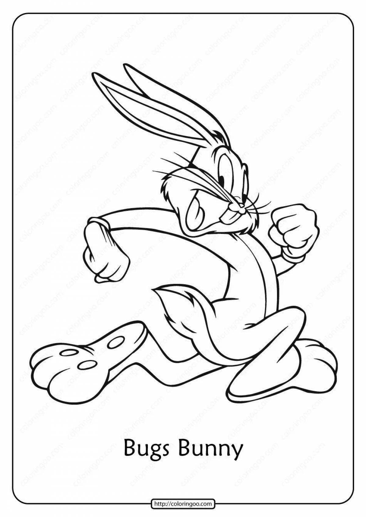 Adorable running hare coloring page