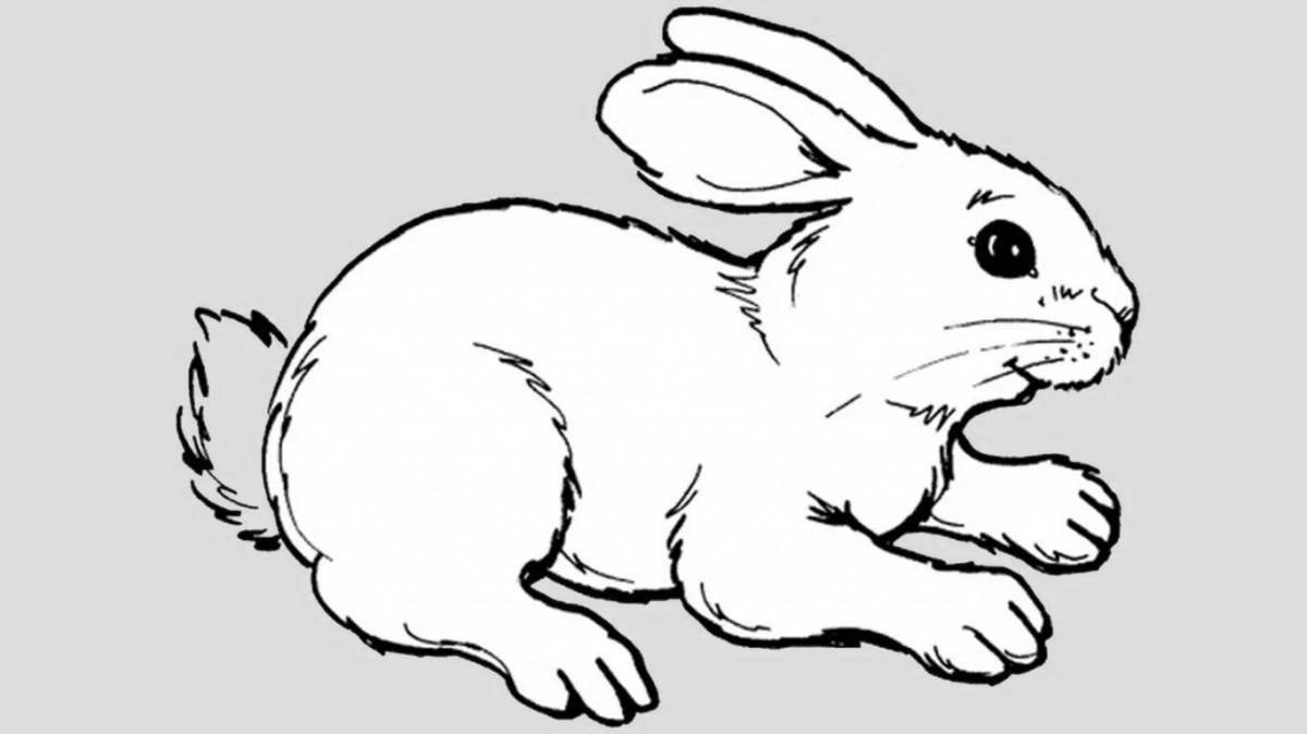 Adorable running hare coloring page