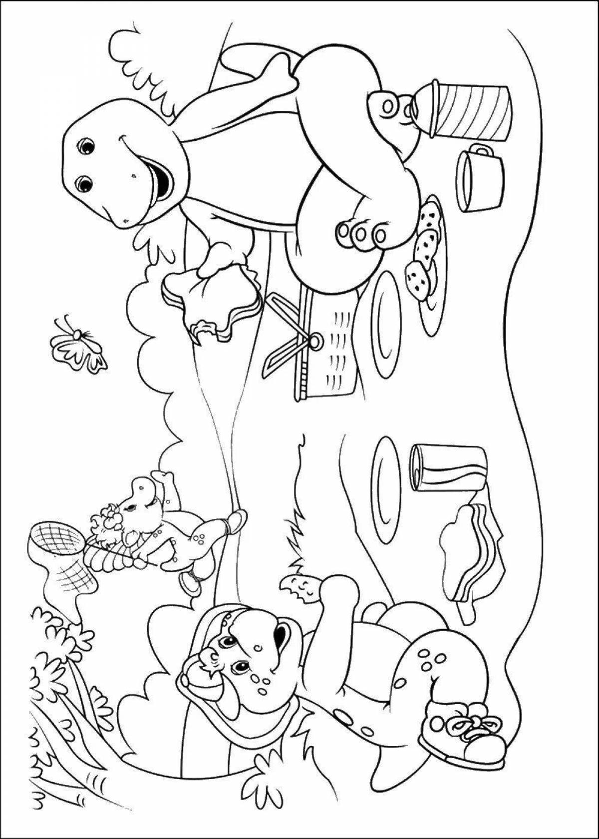 Coloring funny bear cub barney