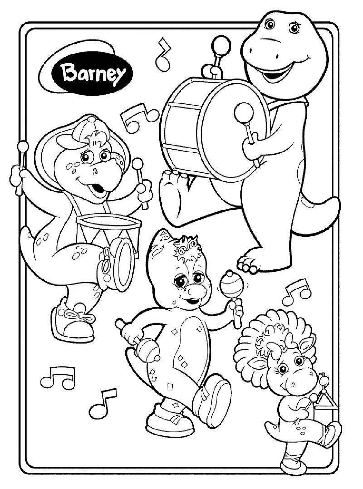 Barney the happy bear coloring page