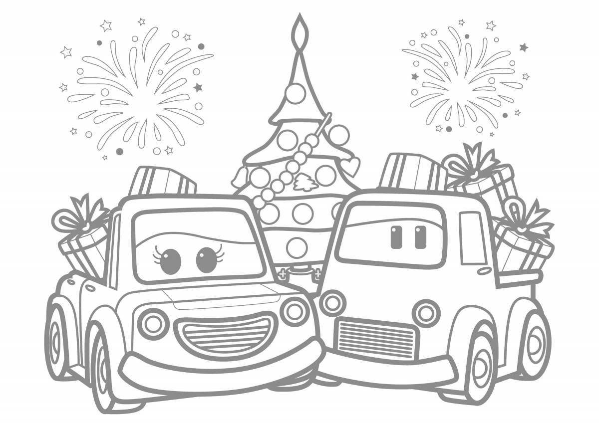 Bright smart car coloring page