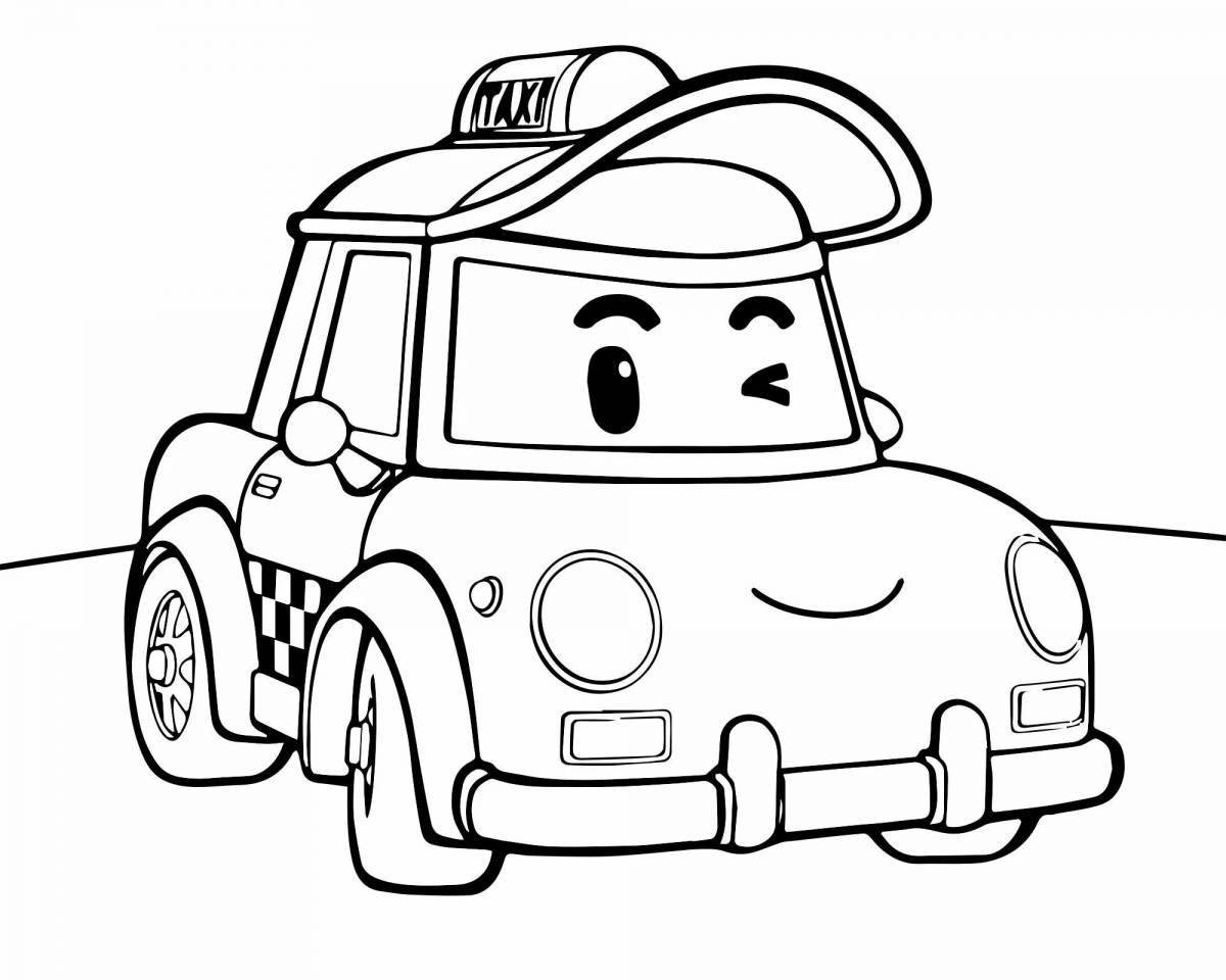 Playful smart car coloring page