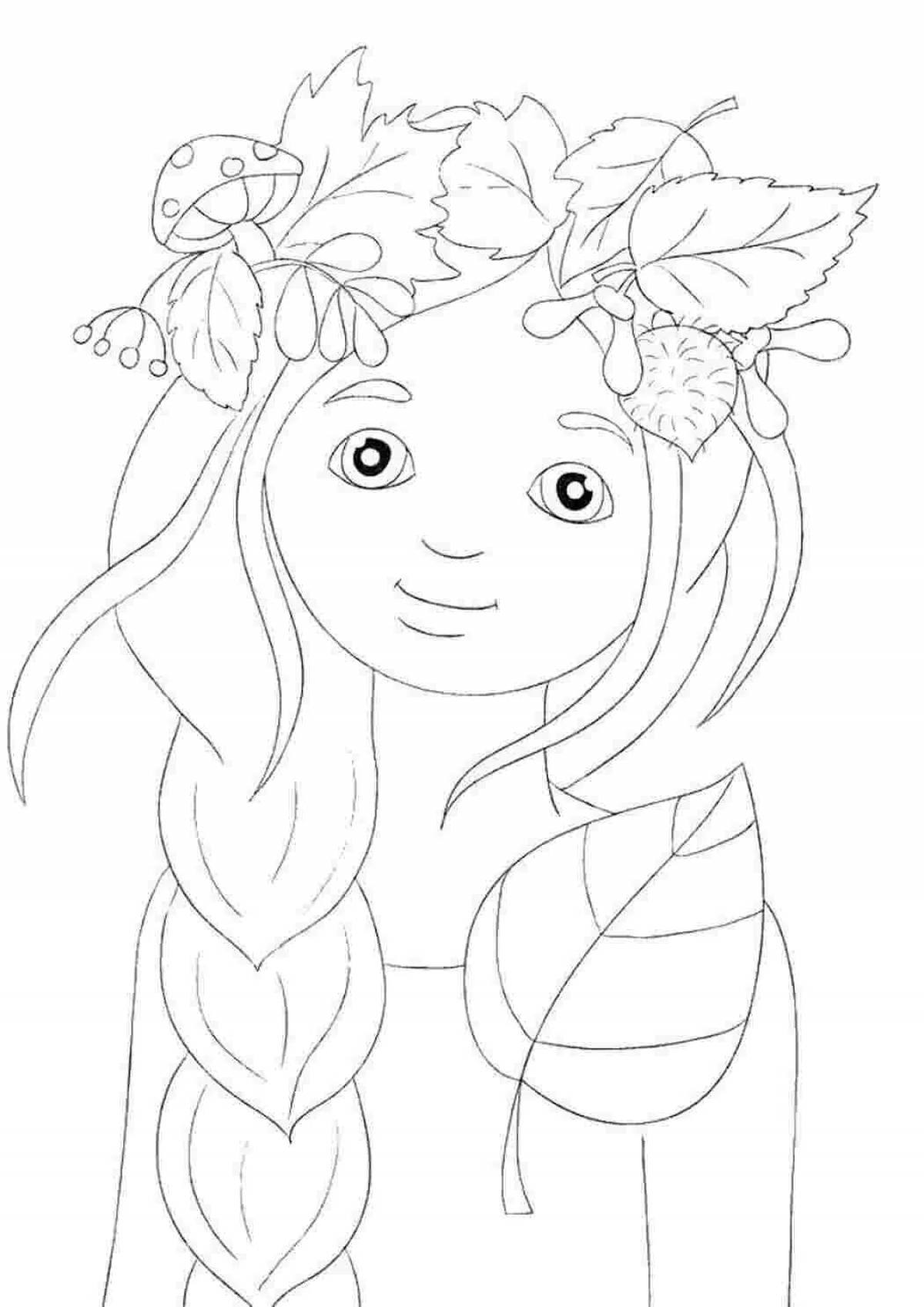 Great autumn girl coloring book