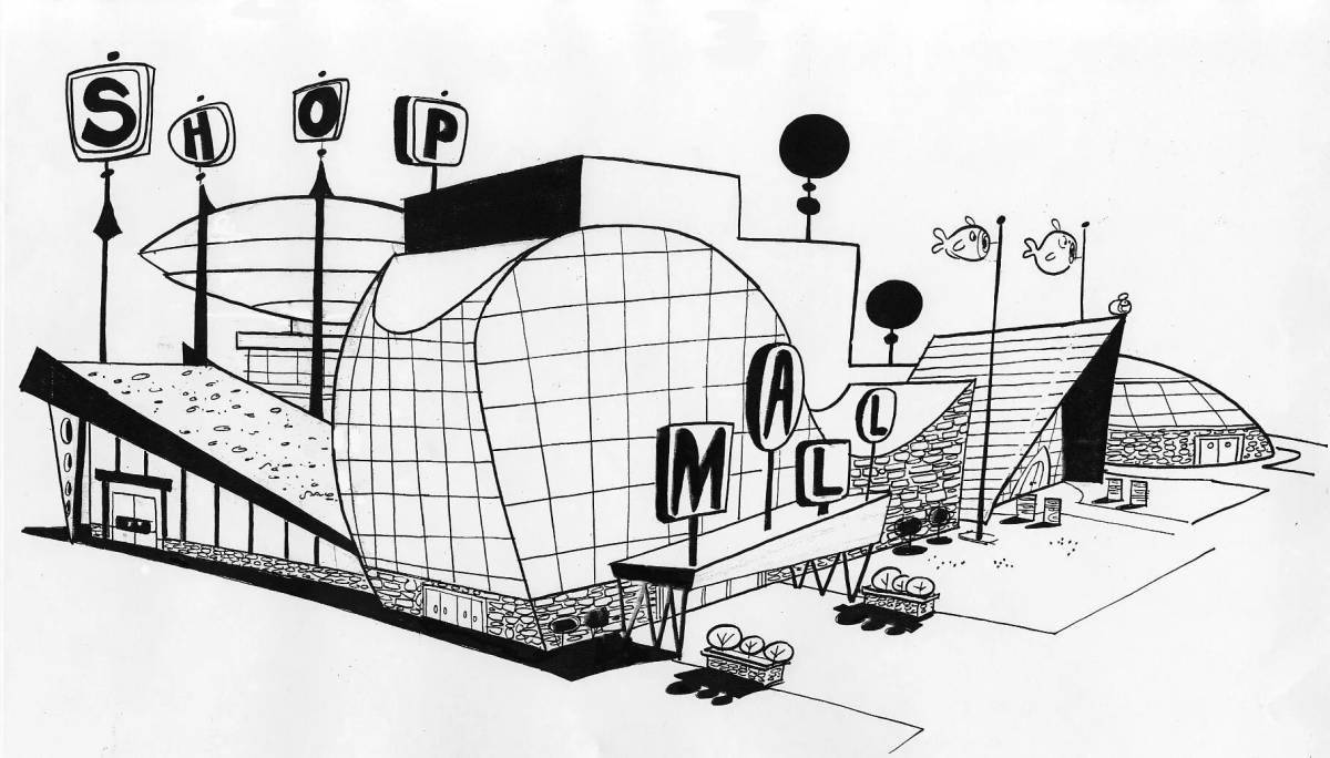 Coloring page happy mall