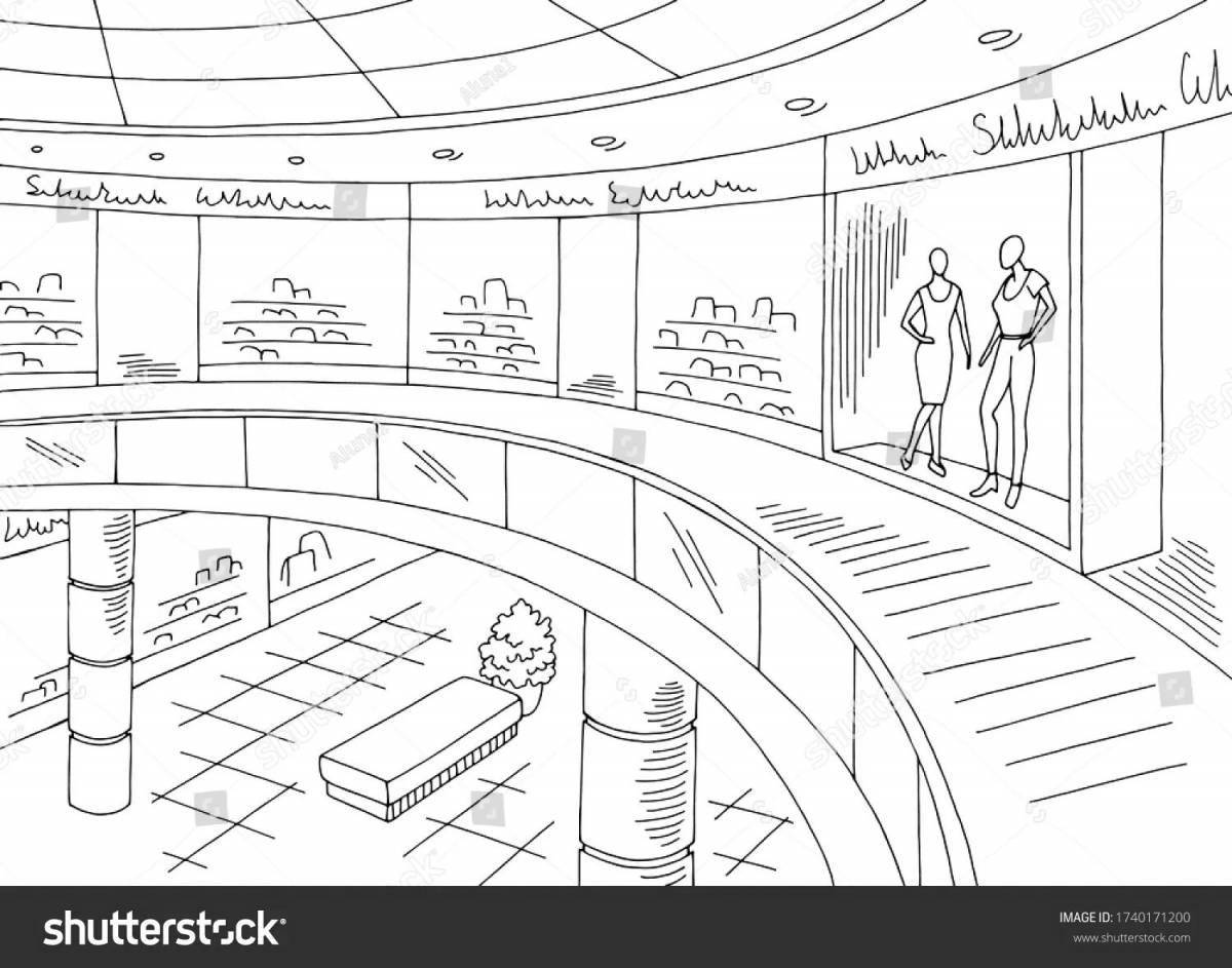 Exciting mall coloring page