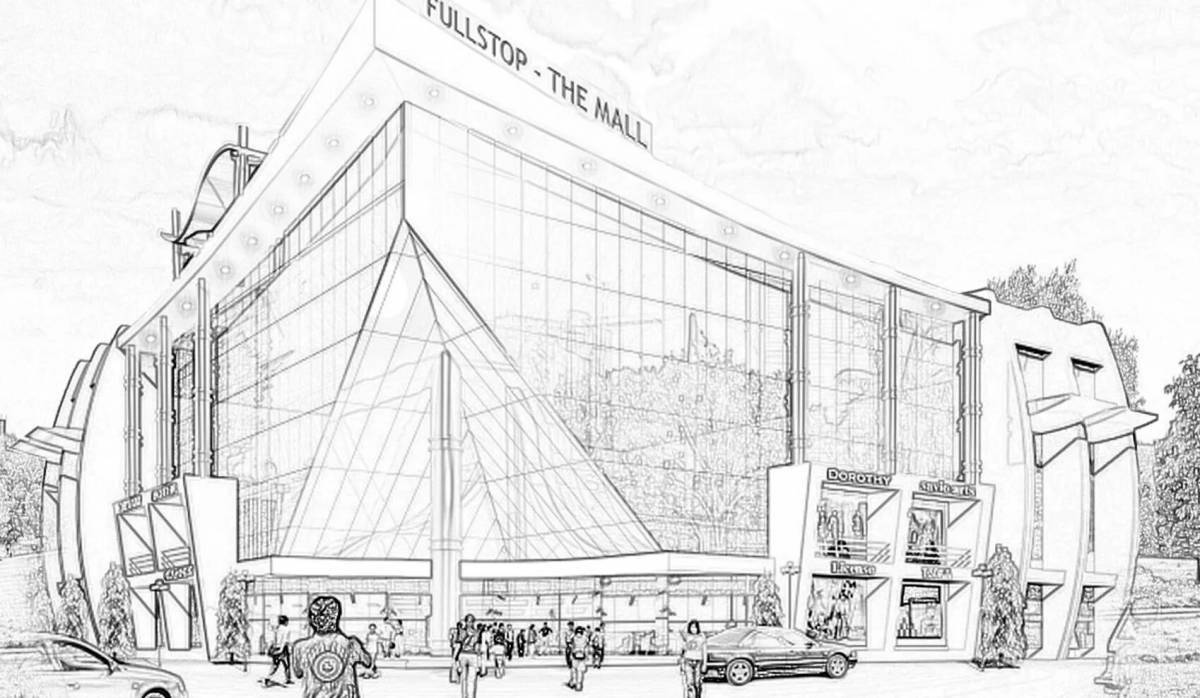 Coloring page cute mall