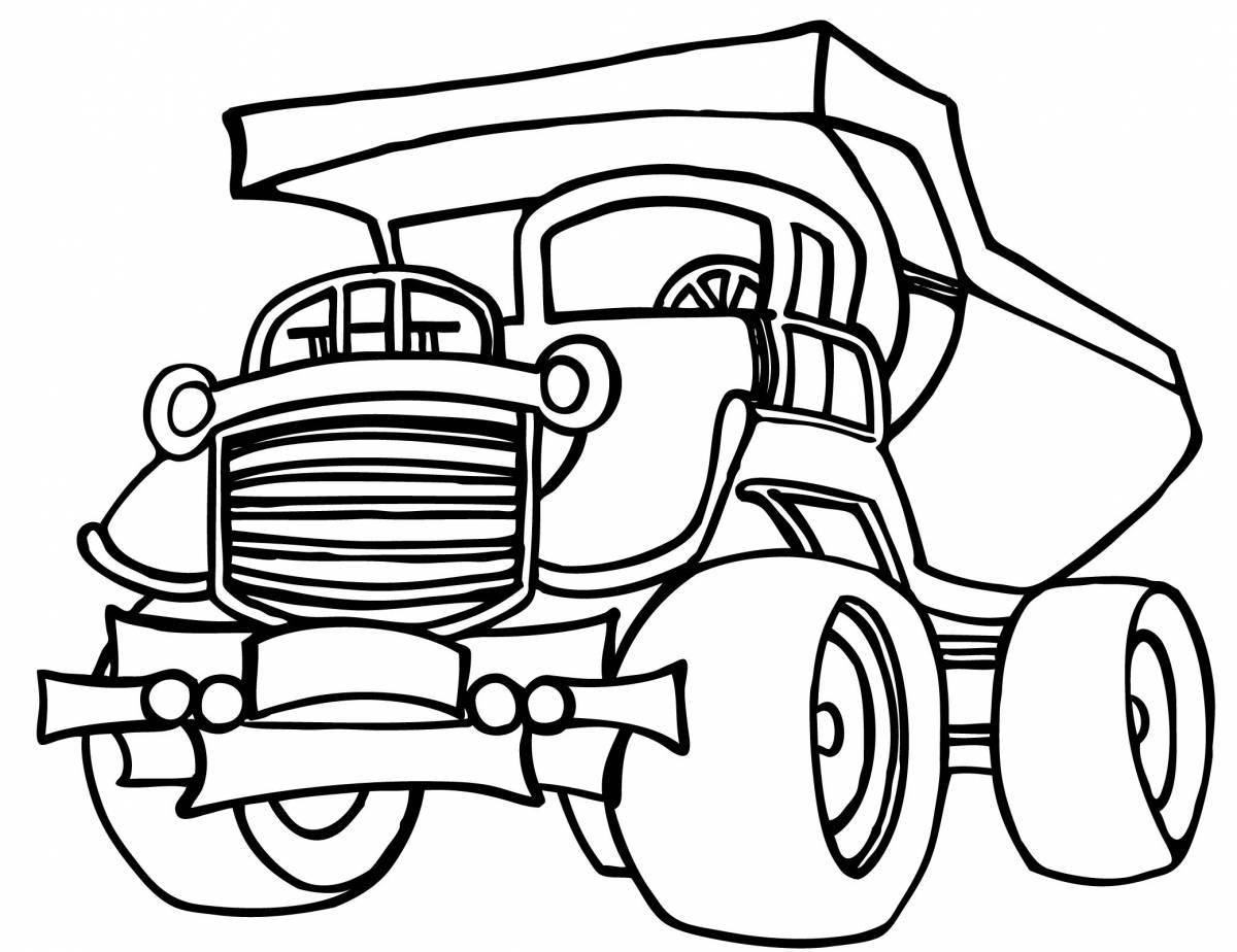 Happy dump truck coloring page