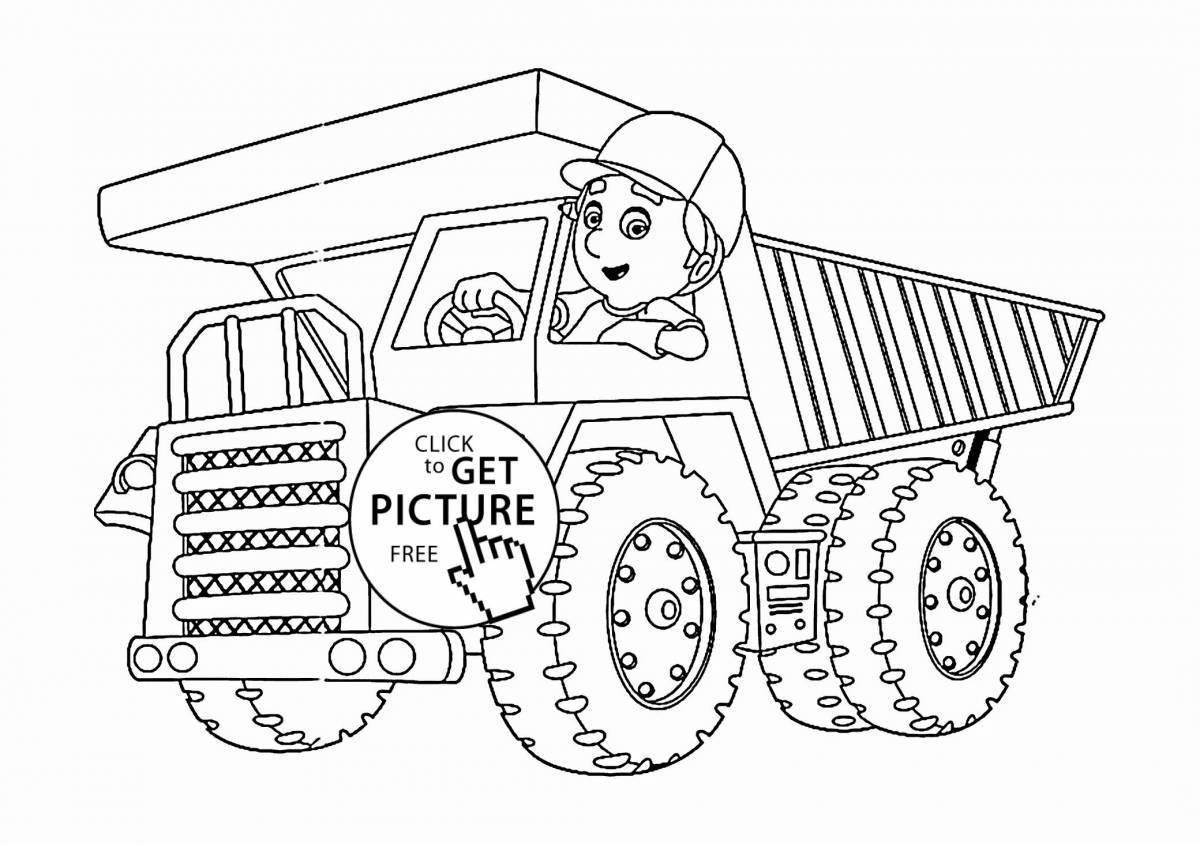Coloring book playful dump truck