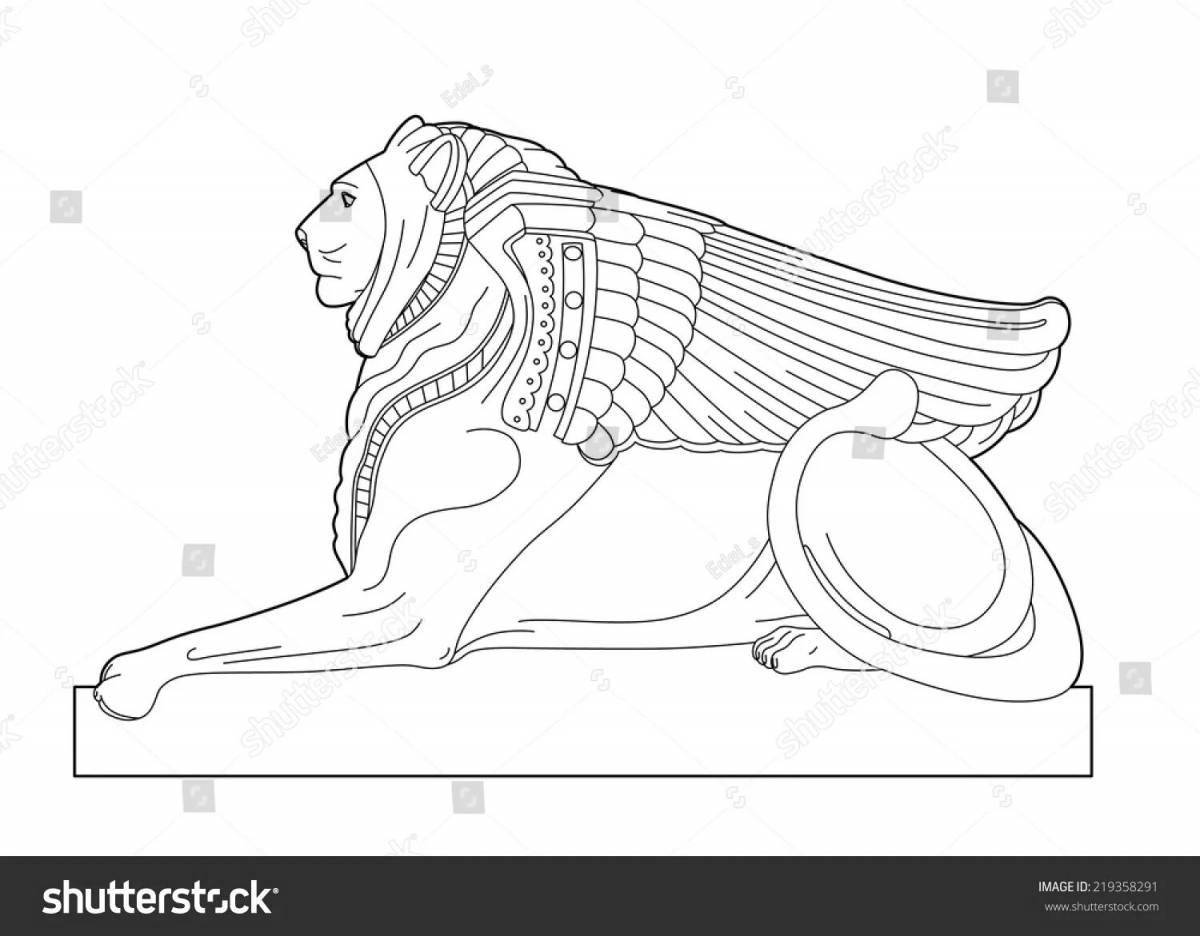 Colorful sphinx egypt coloring book