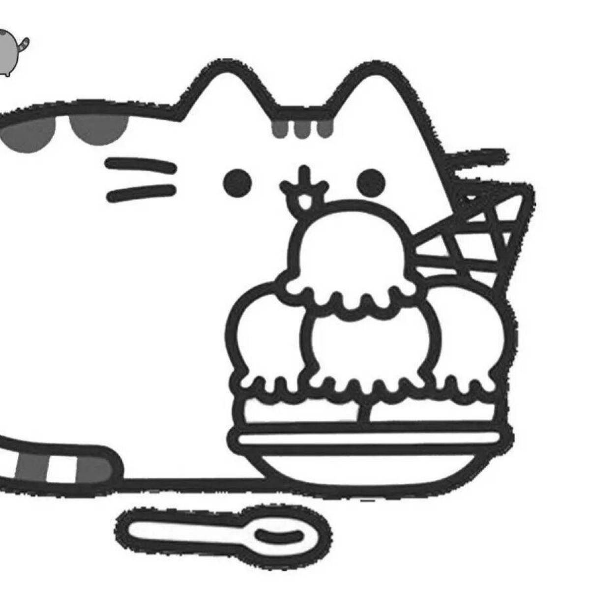 Coloring page inquisitive chubby cat