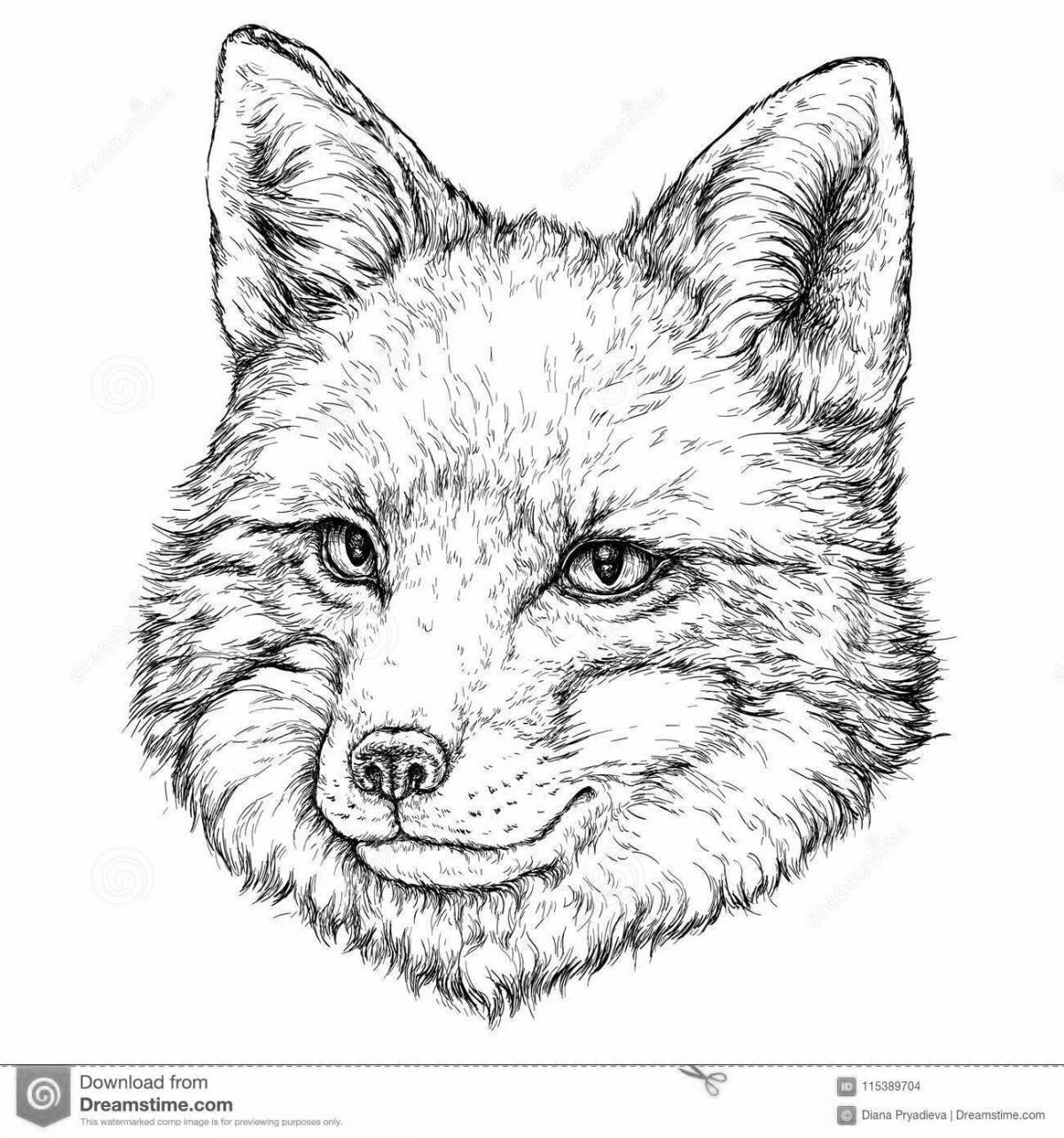 Colorful fox face coloring book