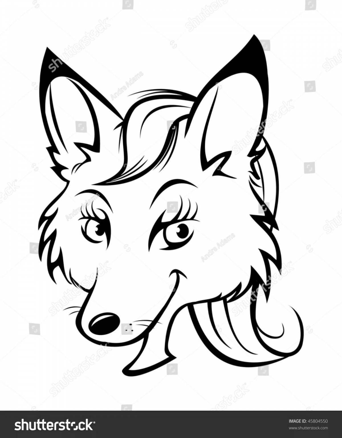 Cute fox face coloring page