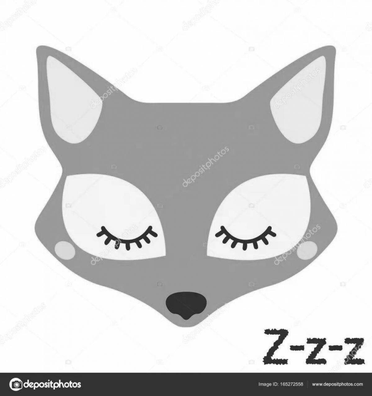 Coloring page dazzling face of the fox