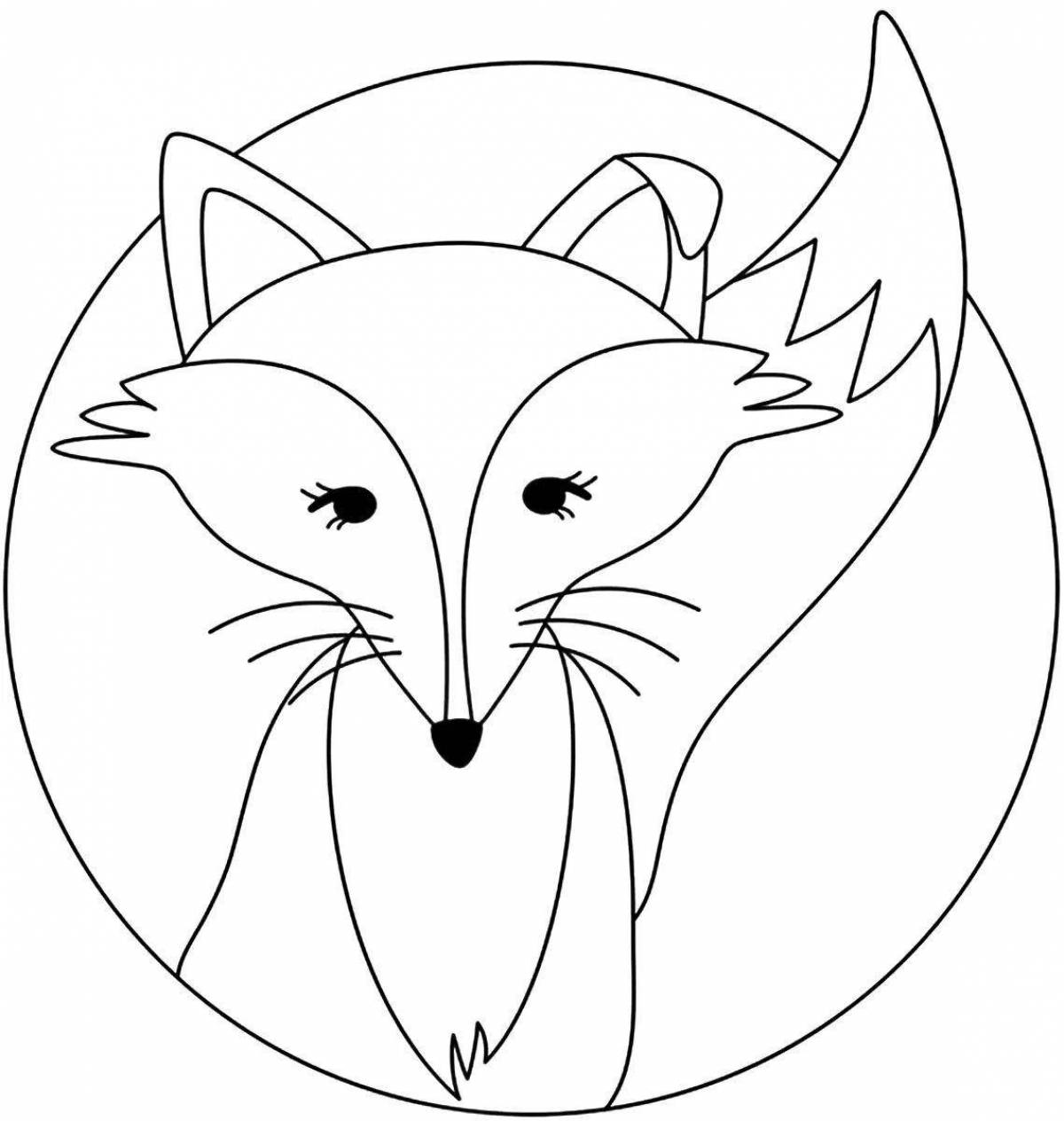 Coloring book glowing face of the fox