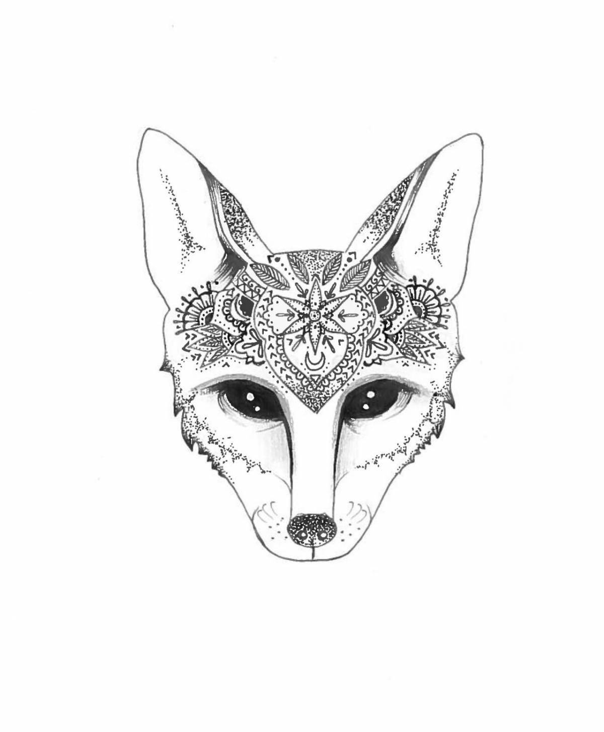 Radiant fox muzzle coloring page
