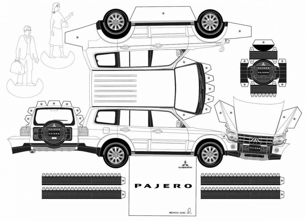 Bright car layout coloring page