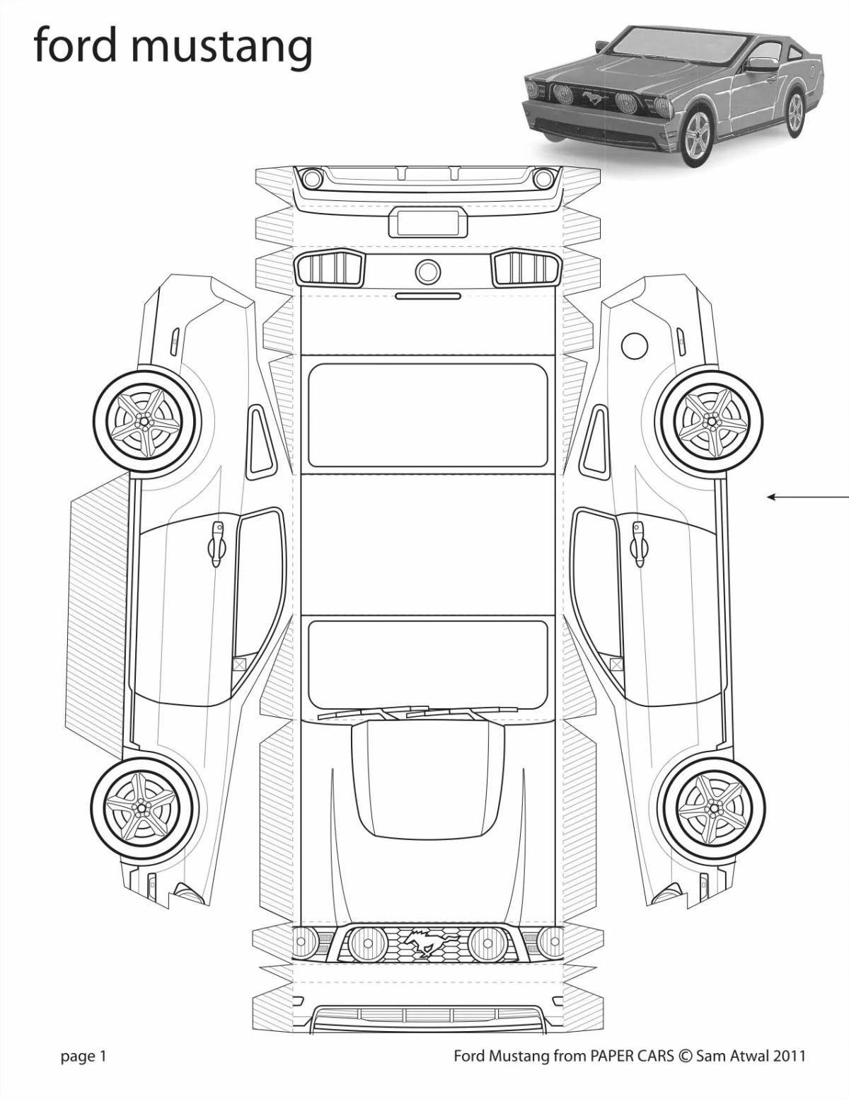 Coloring page of intricate car layout