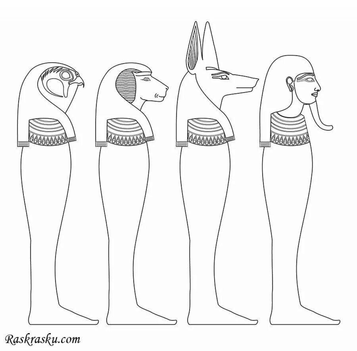 Богато украшенная раскраска египетские боги