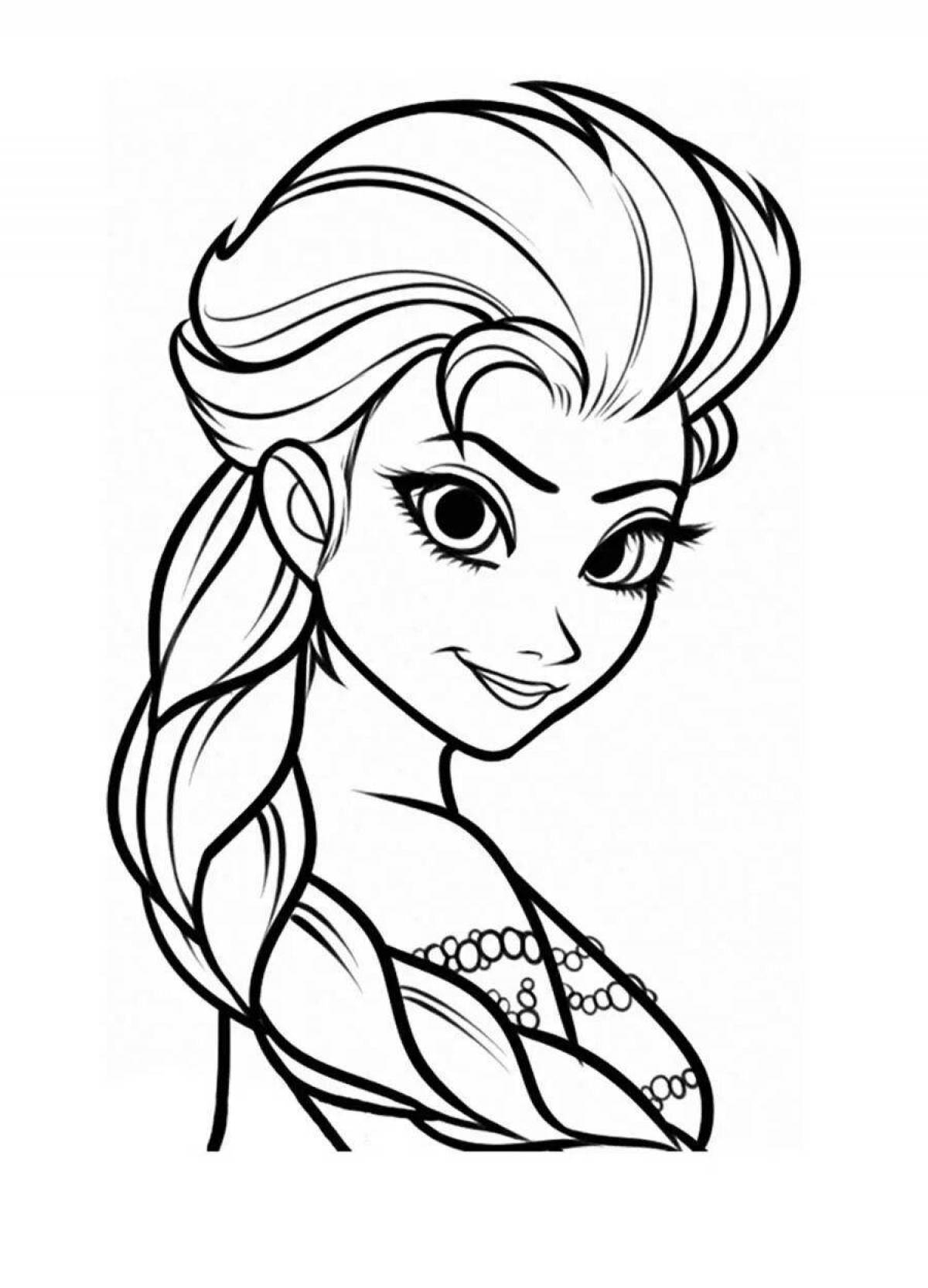 Grand coloring page elsa face