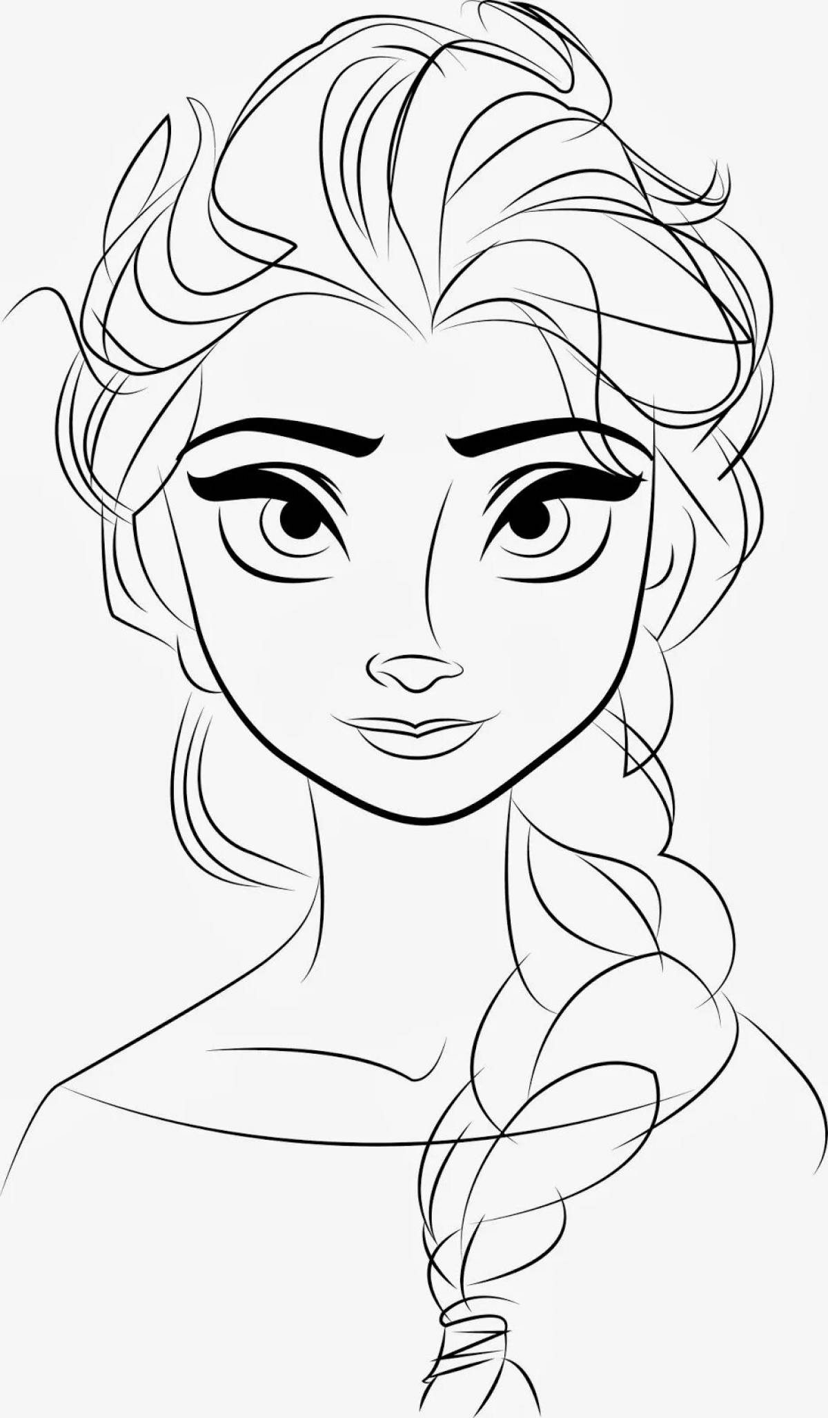 Elsa's shining face coloring