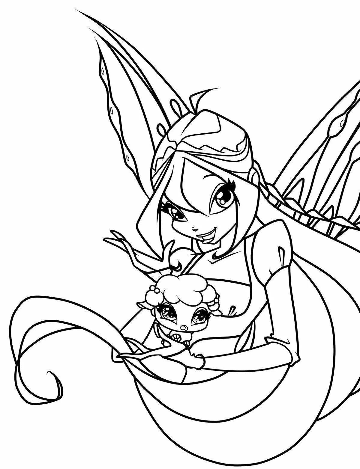 Colorful winx pet coloring page