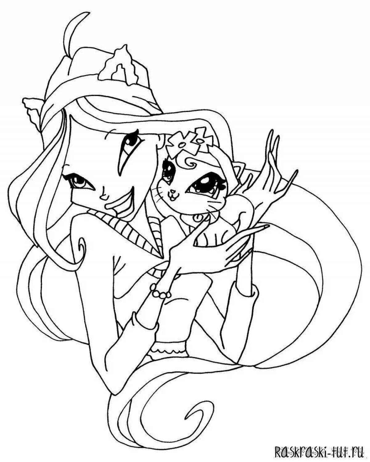 Winx magical pets coloring page