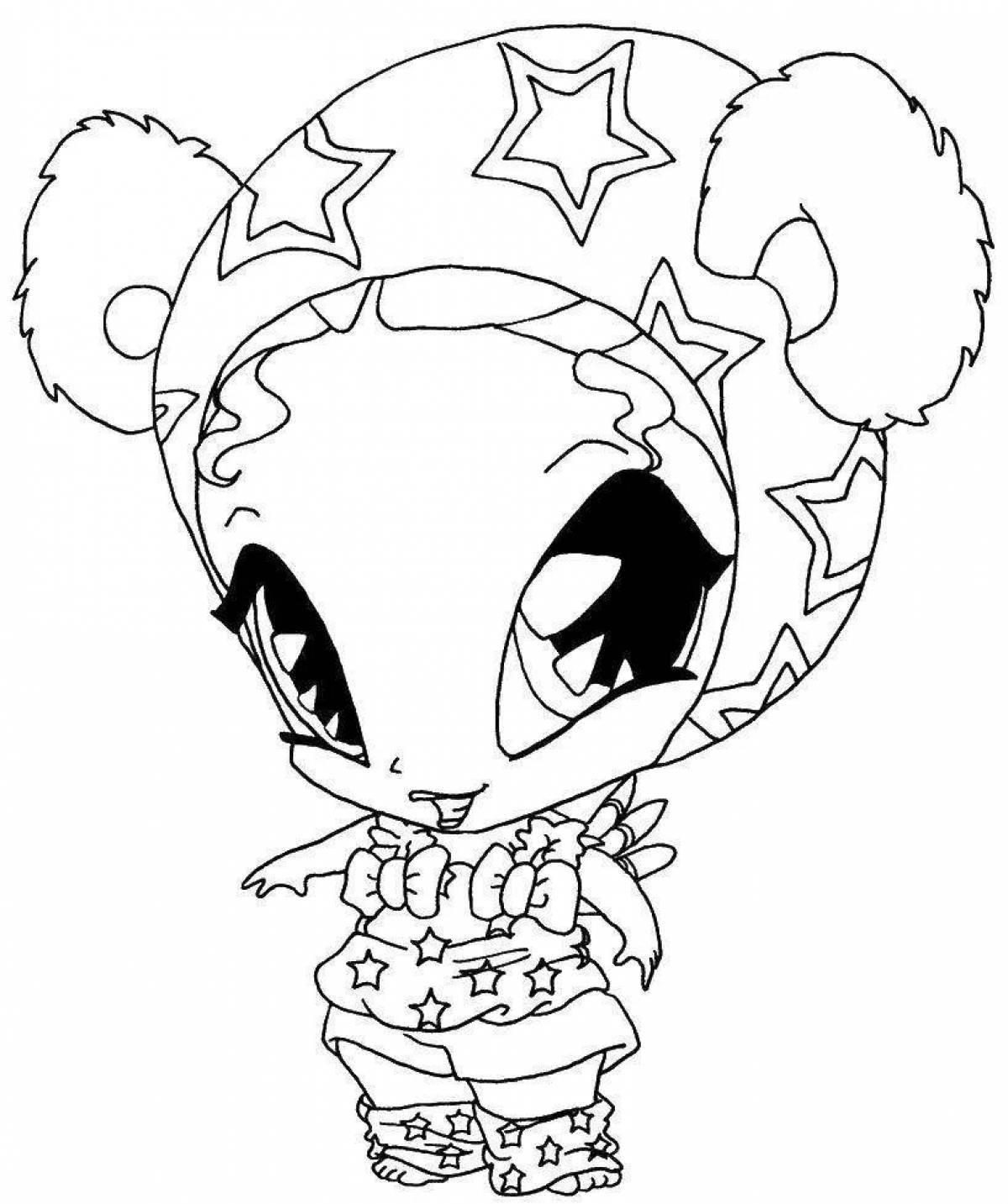Coloring page cute winx pets