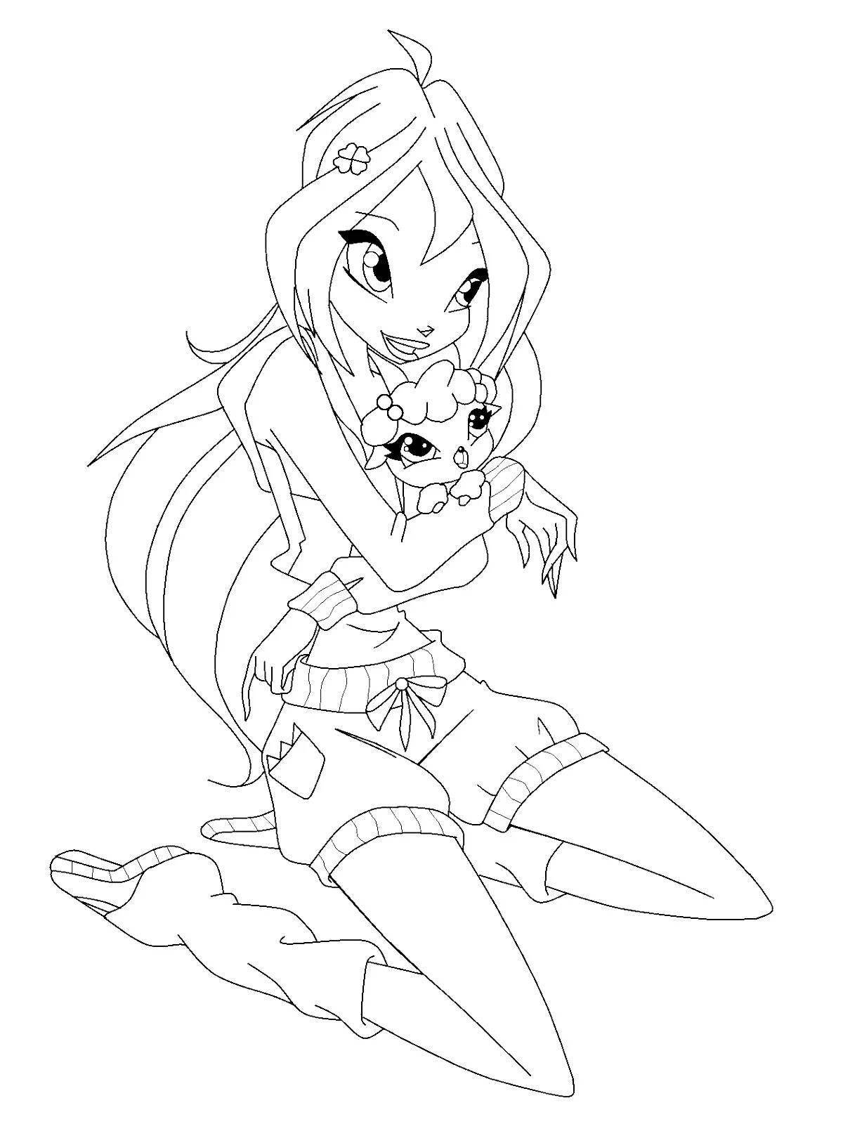 Coloring page dazzling winx pets
