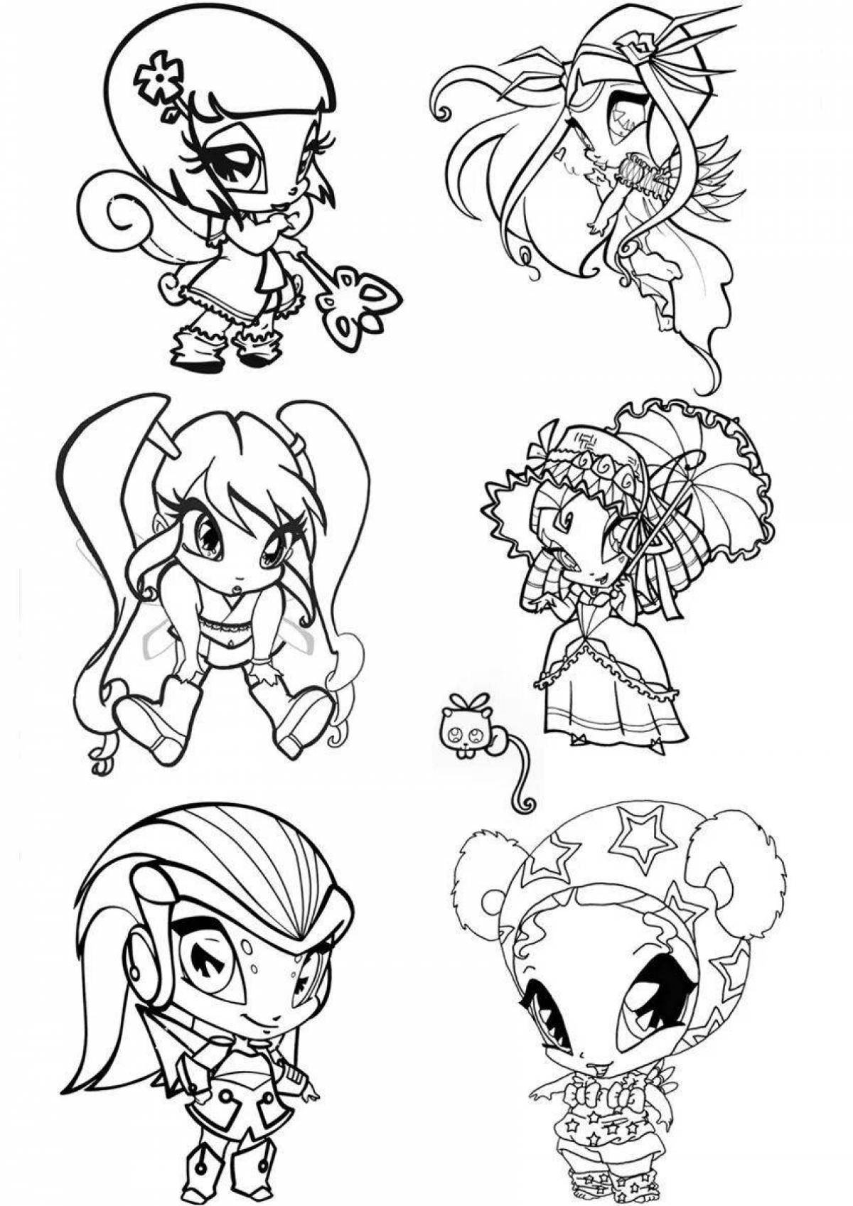 Winx pets live coloring page