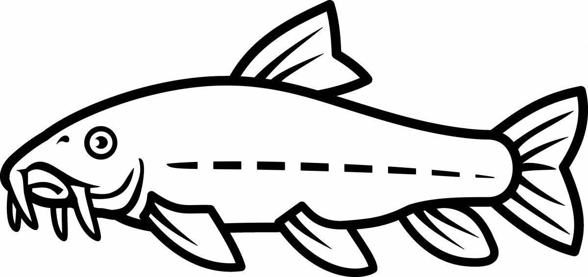 Adorable catfish coloring page