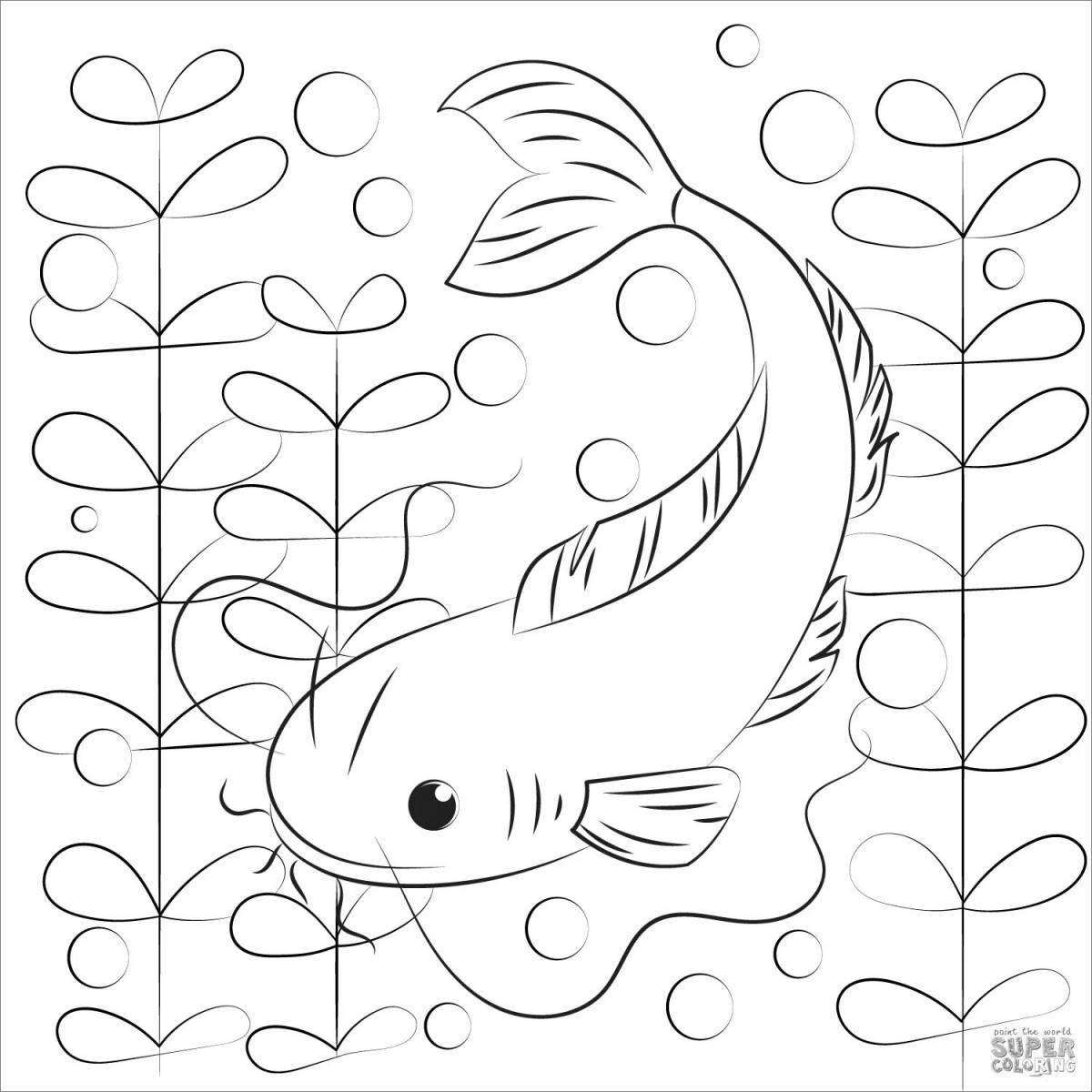 Coloring page happy catfish