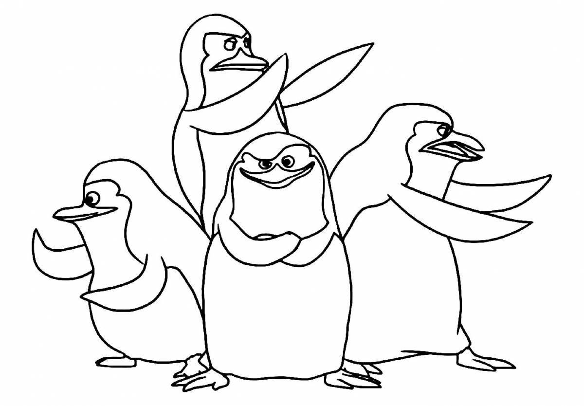 Playful penguin family coloring page