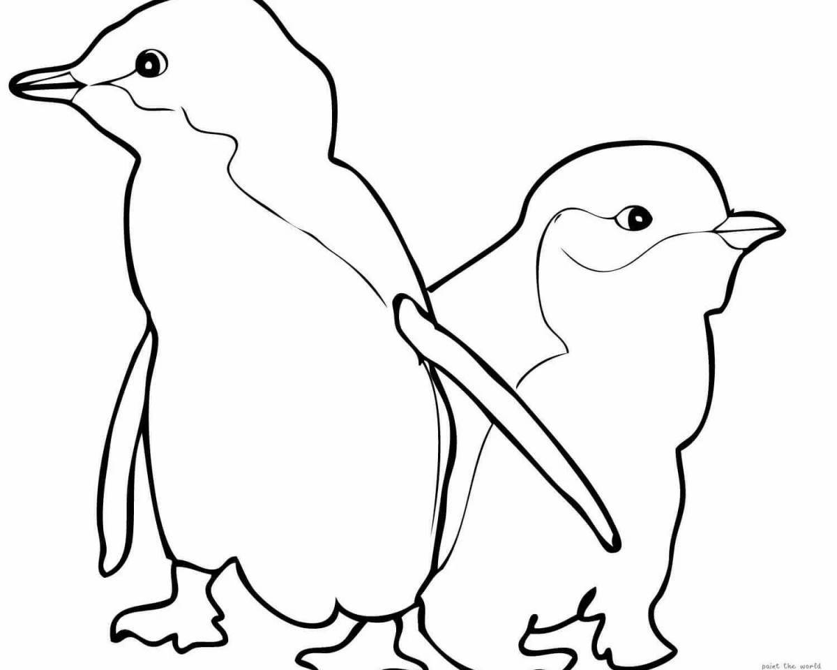 Раскраска очаровательная семья пингвинов