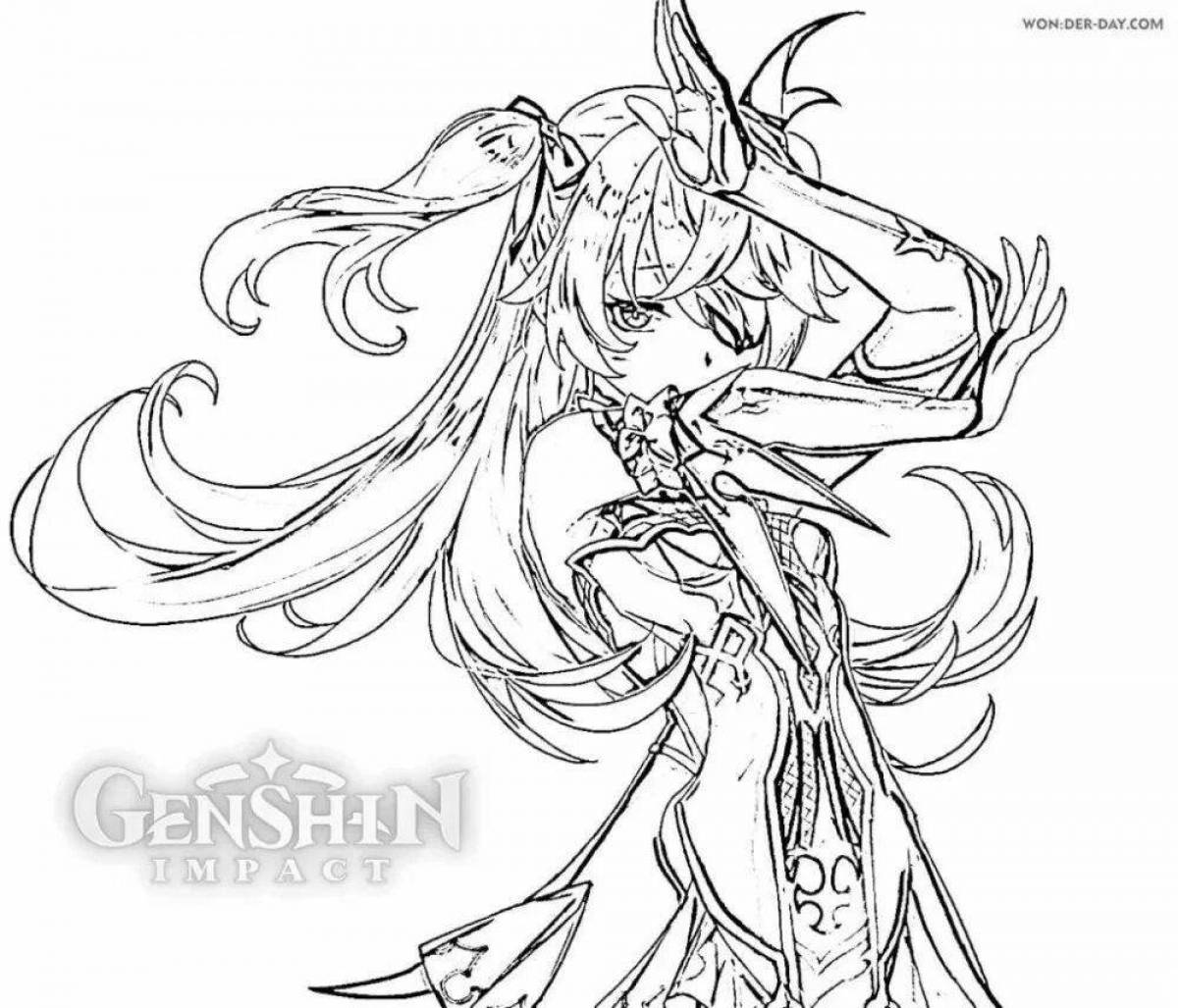 Genshin keya coloring pages with crazy color