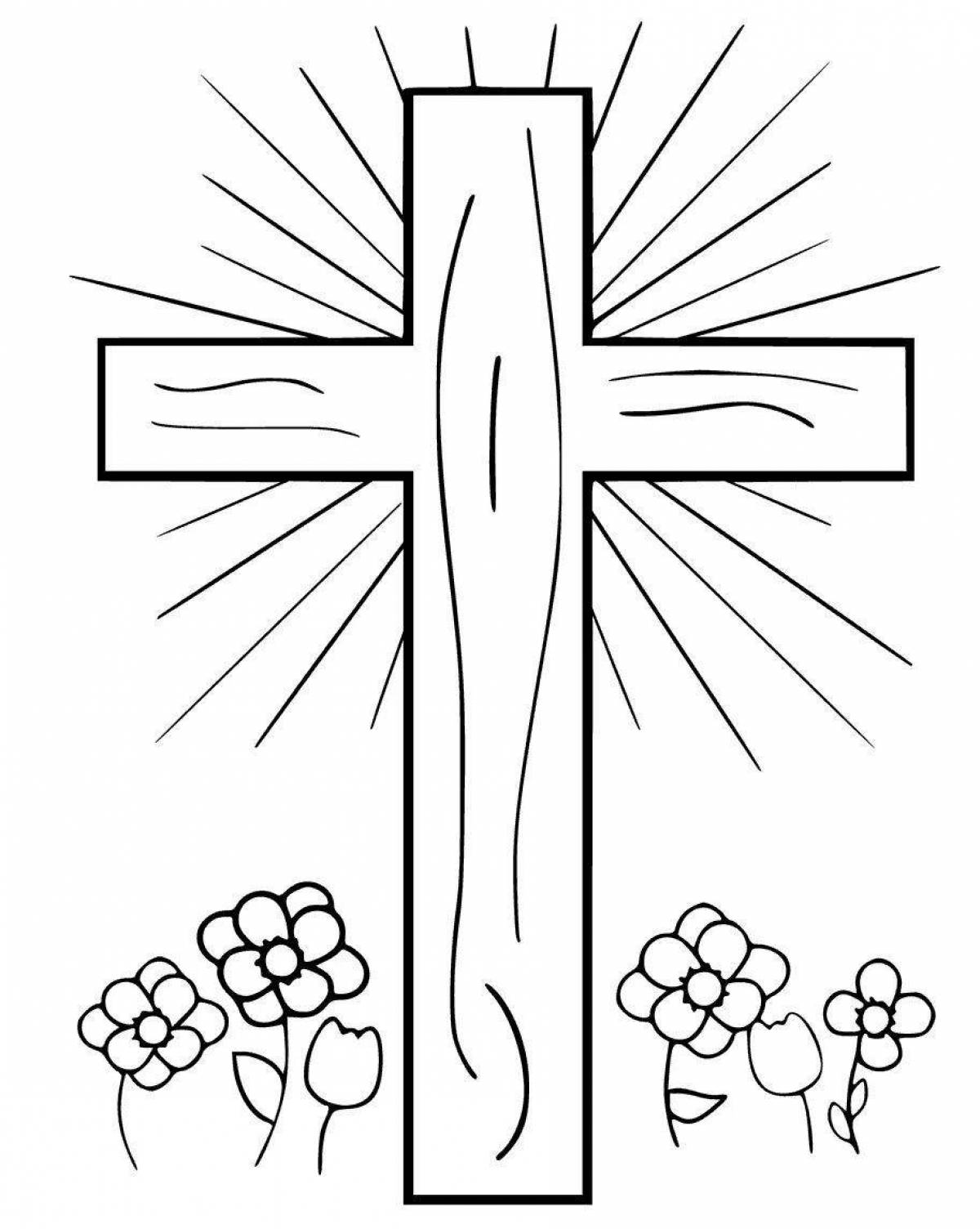 Glitter red cross coloring page