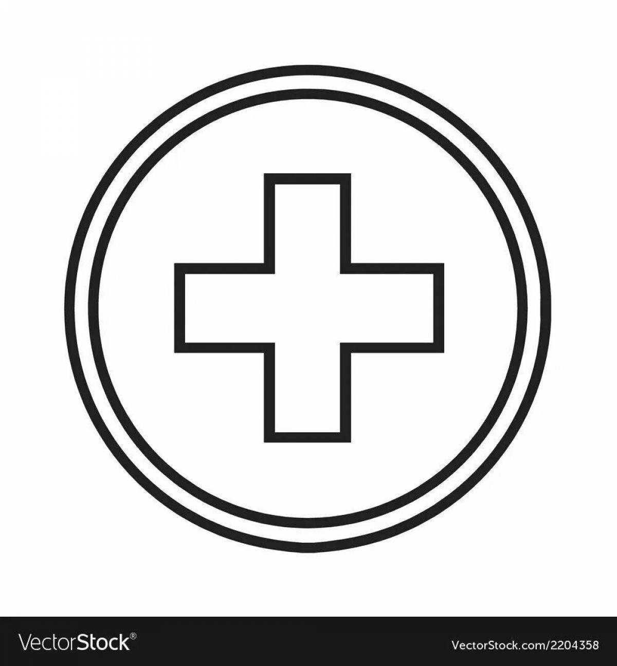 Glowing red cross coloring page