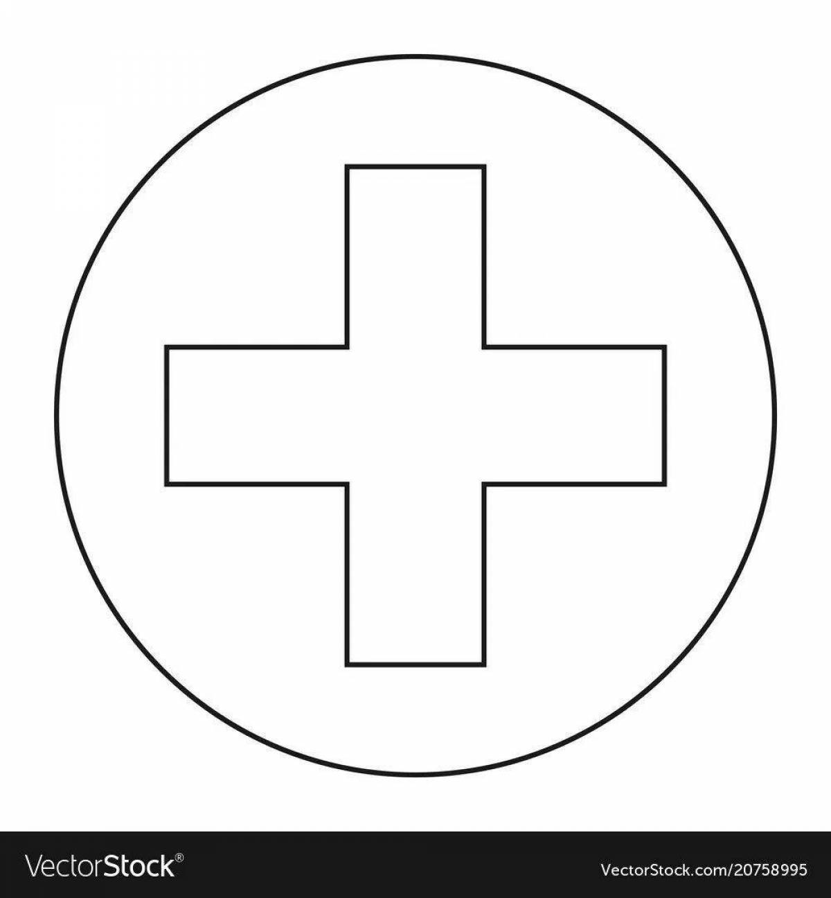 Colorful red cross coloring page