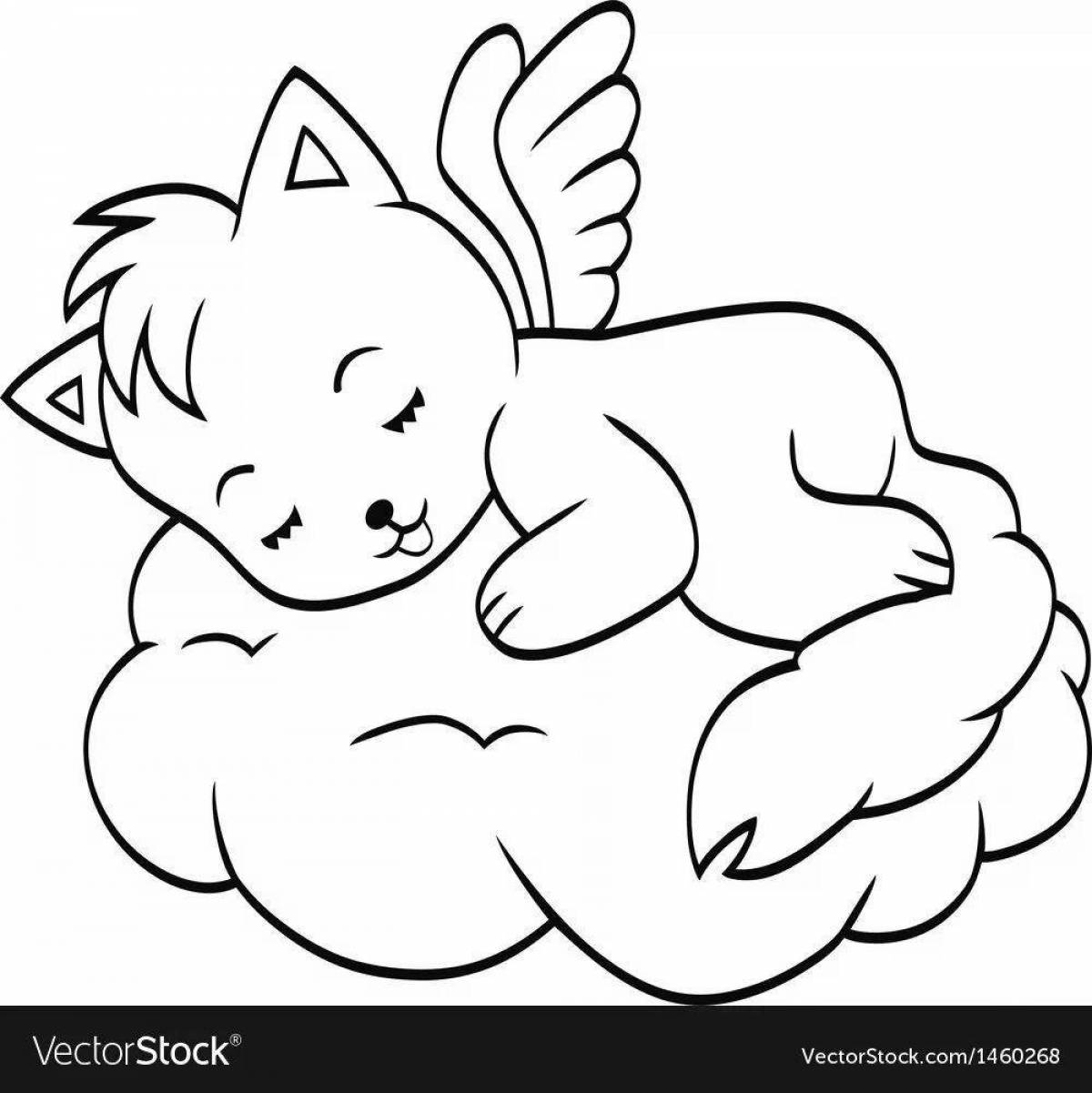 Coloring page adorable angel cat
