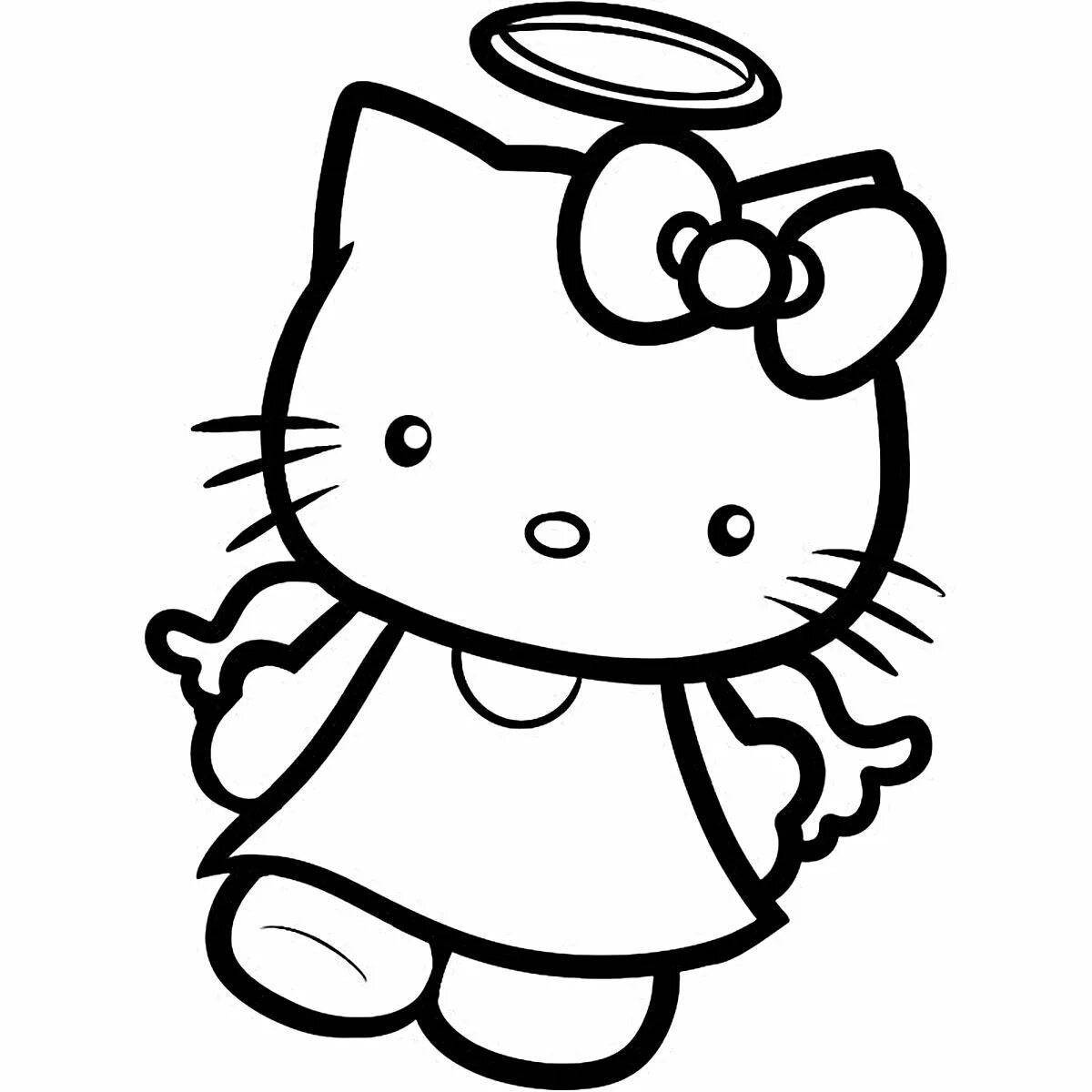Coloring book playful angel cat