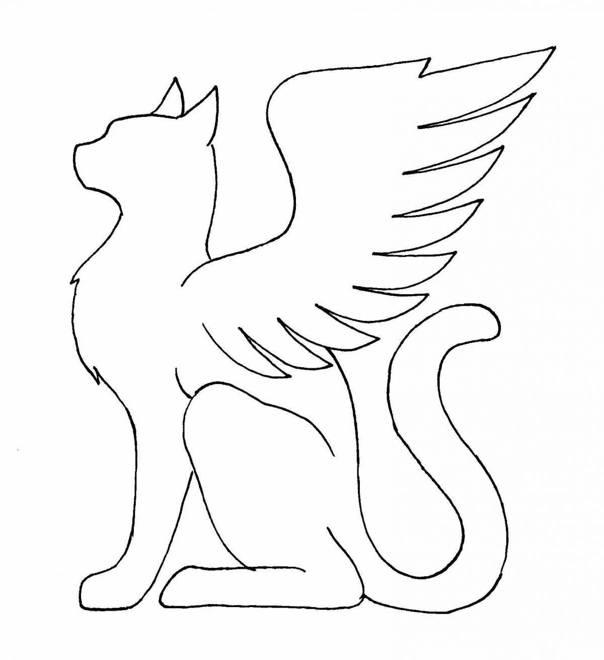 Веселый кот-ангел раскраски