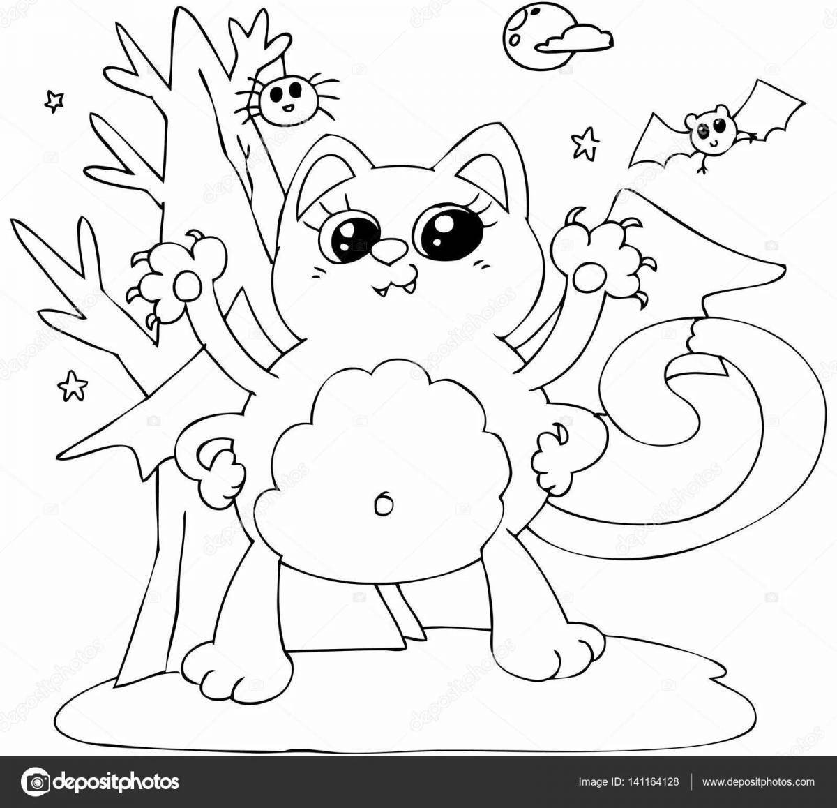 Blessed cat angel coloring page