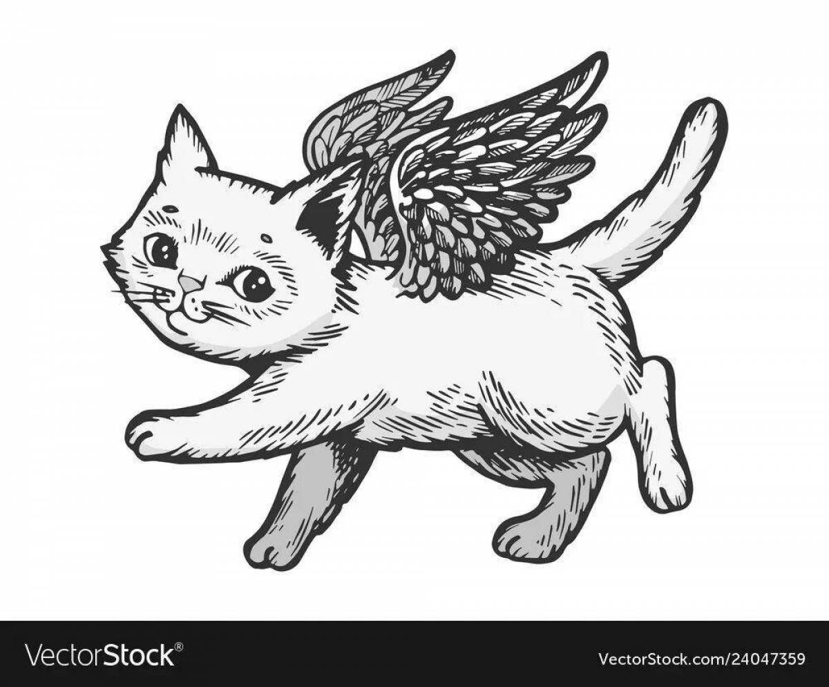 Joyful angel cat coloring book