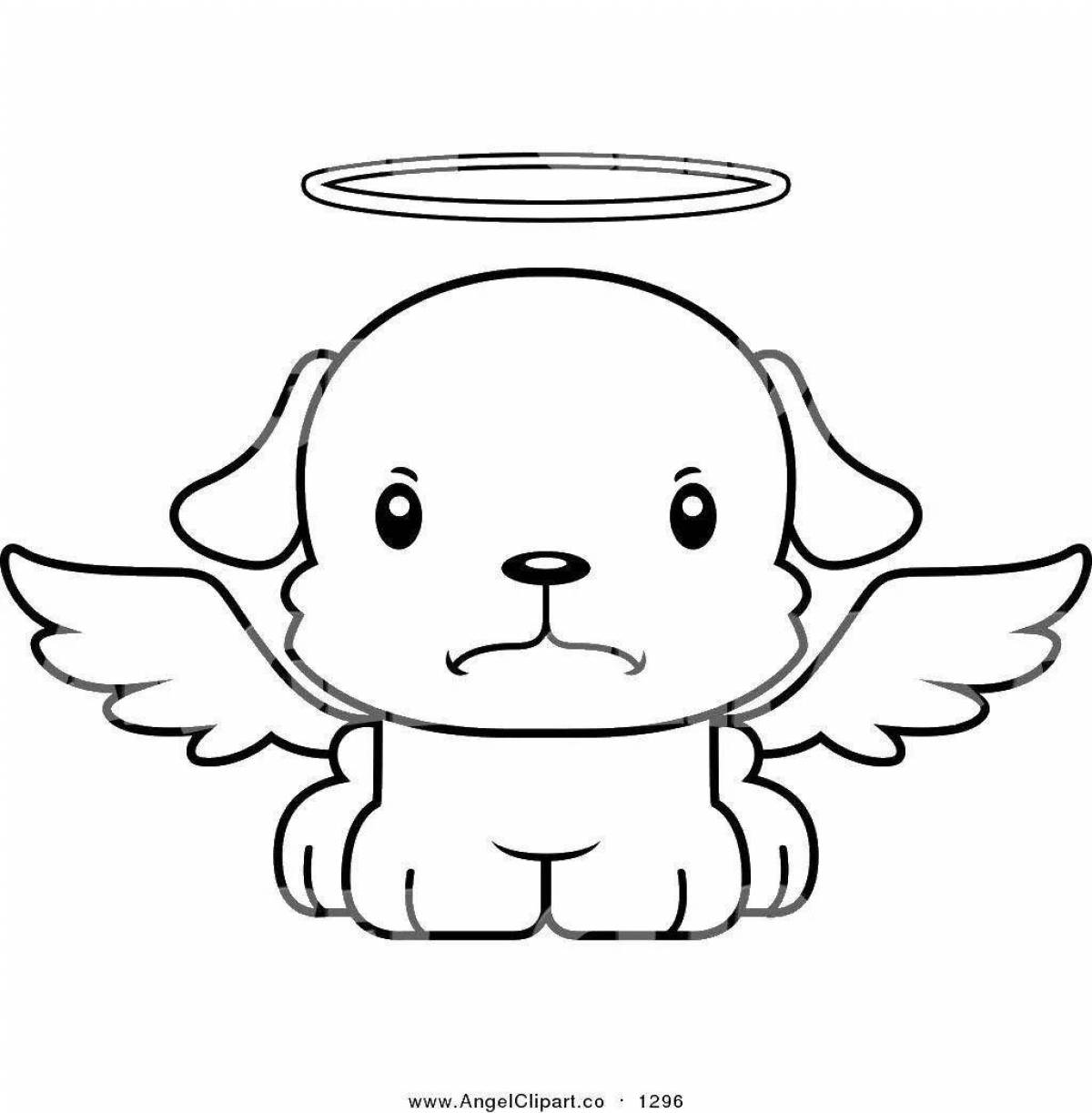 Glowing angel cat coloring page