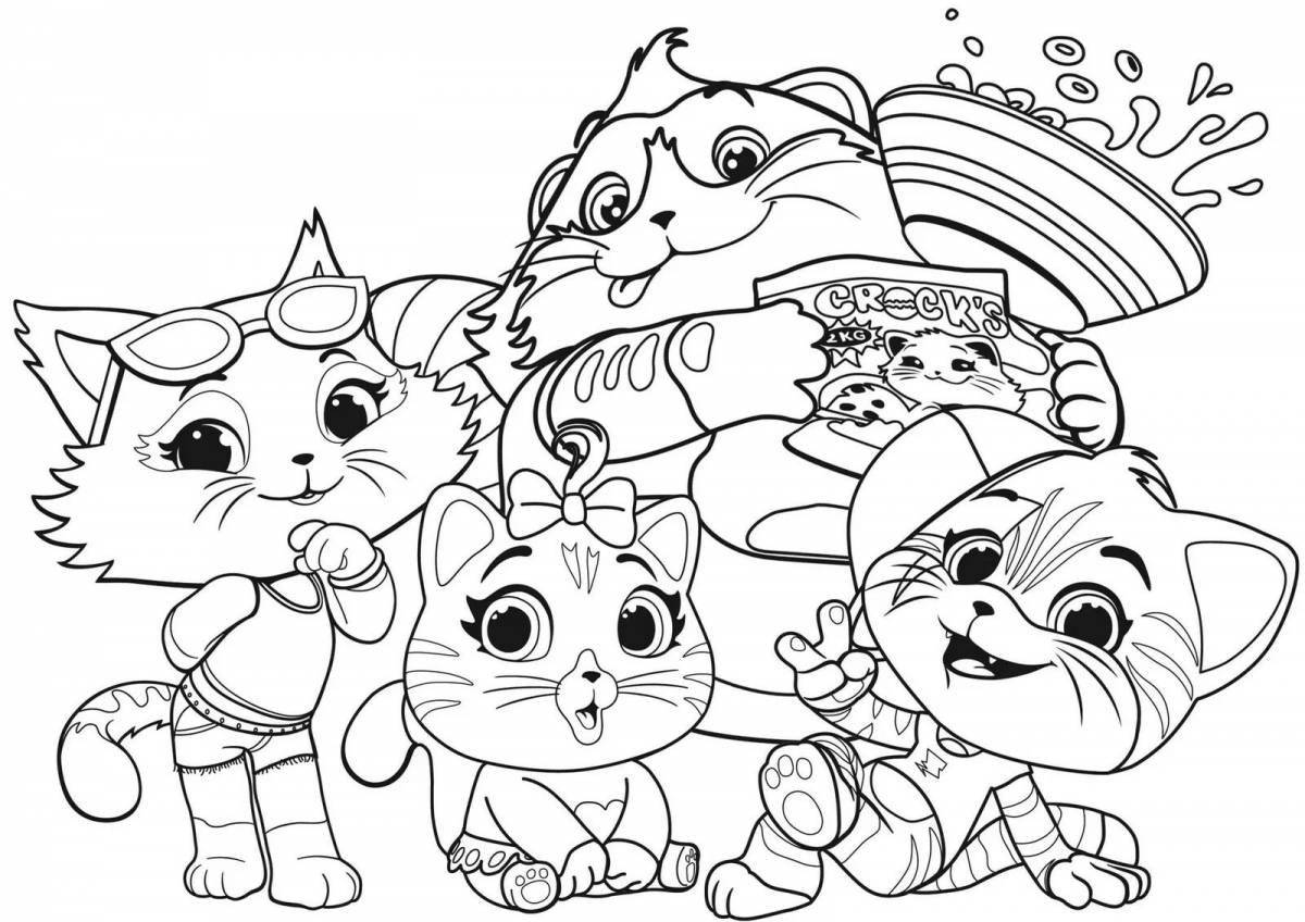 Funny coloring cartoon cats